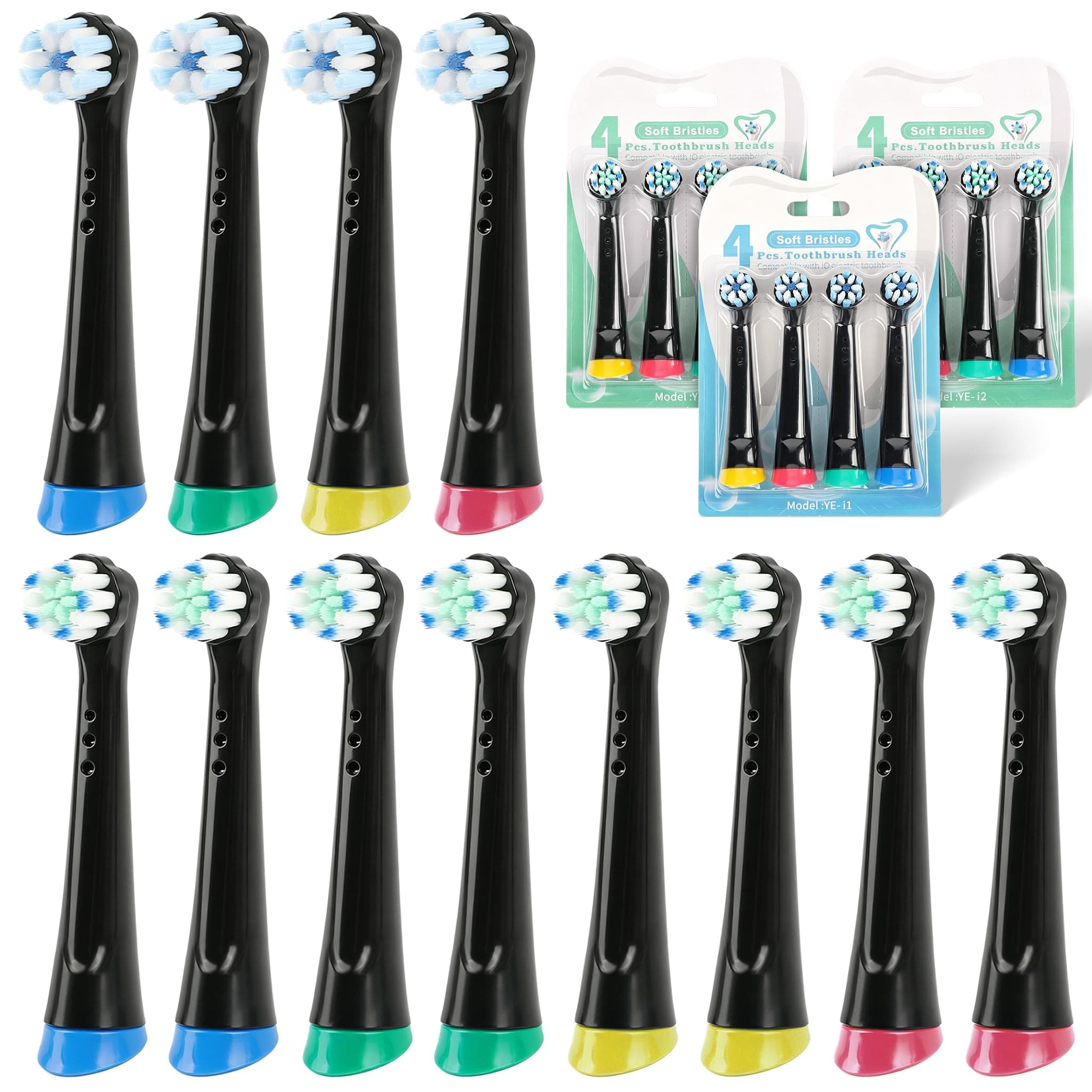 FIVAVA 12 testine di ricambio compatibili con Oral B iO spazzolino elettrico, 4 testine dure e 8 morbide Sensitive, adatte per iO 2/3/4/5/6/7/8/9/10 My Way, DuPont setole gengive
