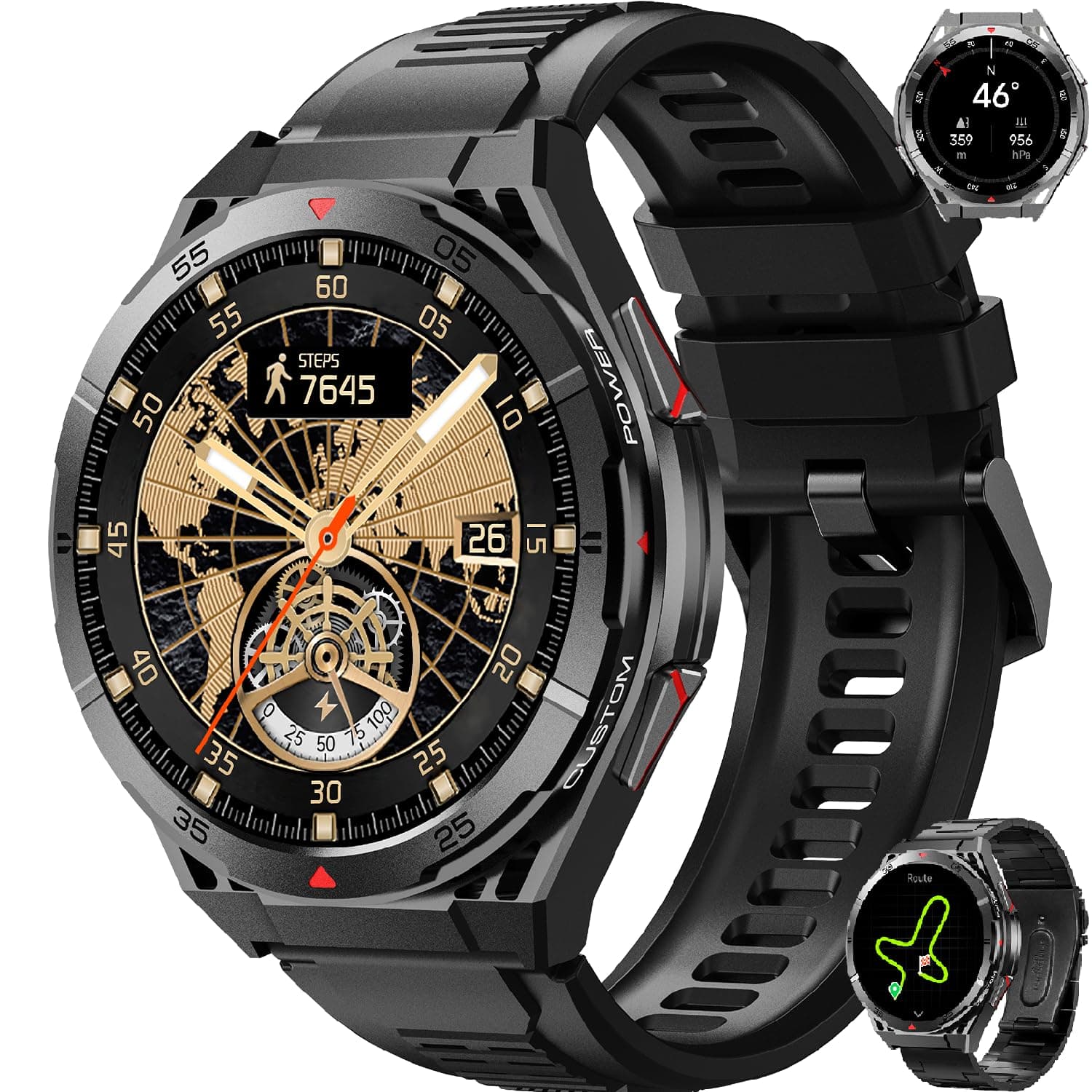Reloj Inteligente Hombre Con GPS,1.43''Amoled Display/560mAh/5ATM Impermeable Smartwatch Hombre Con Llamadas, 150 Modos Deportivos/24H Pulsómetro/Sueño/Podómetro Pulsera Actividad Android iOS (Gris)