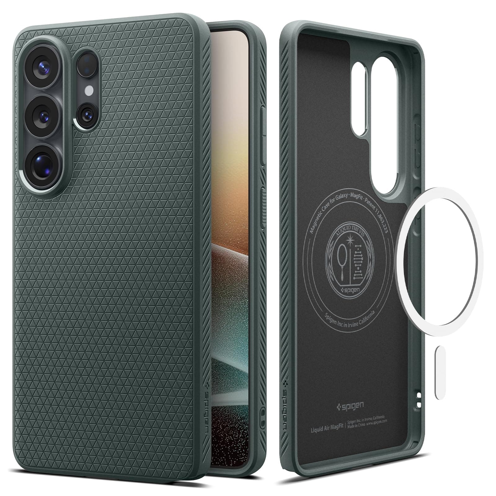 Spigen Liquid Air MagFit für Samsung Galaxy S26 Ultra Hülle [rutschfest] Slim TPU mit Truss-Design, Militärgeprüfter Schutz Case Handyhülle, Kompatibel mit MagSafe –Abyss Green