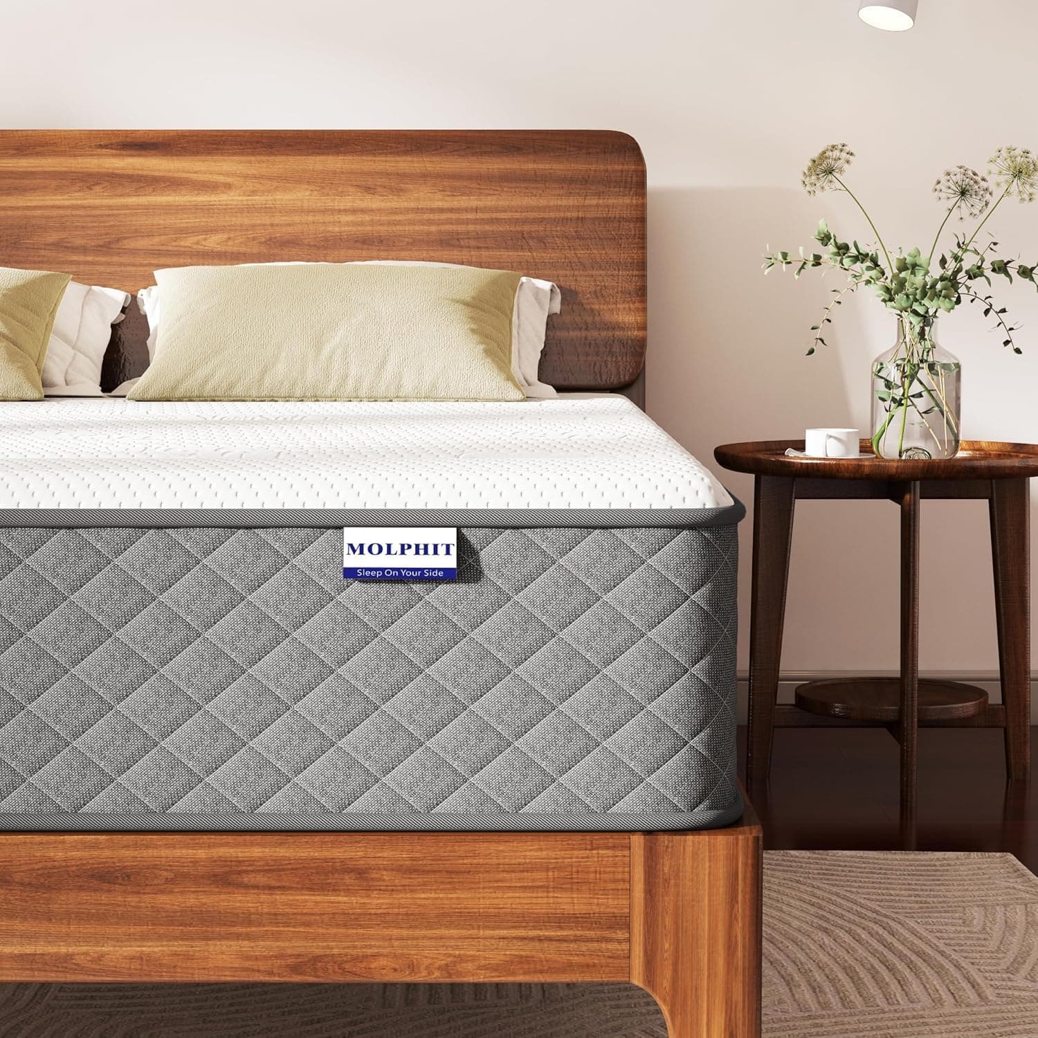 MOLPHIT Matelas 140x190 Épaisseur 25cm Certifié Oeko-TEX, Moyenne Ferme H3 Matelas 1 Personne Hybride à Ressorts Ensachés Indépendant en Mousse à Mémoire de Forme