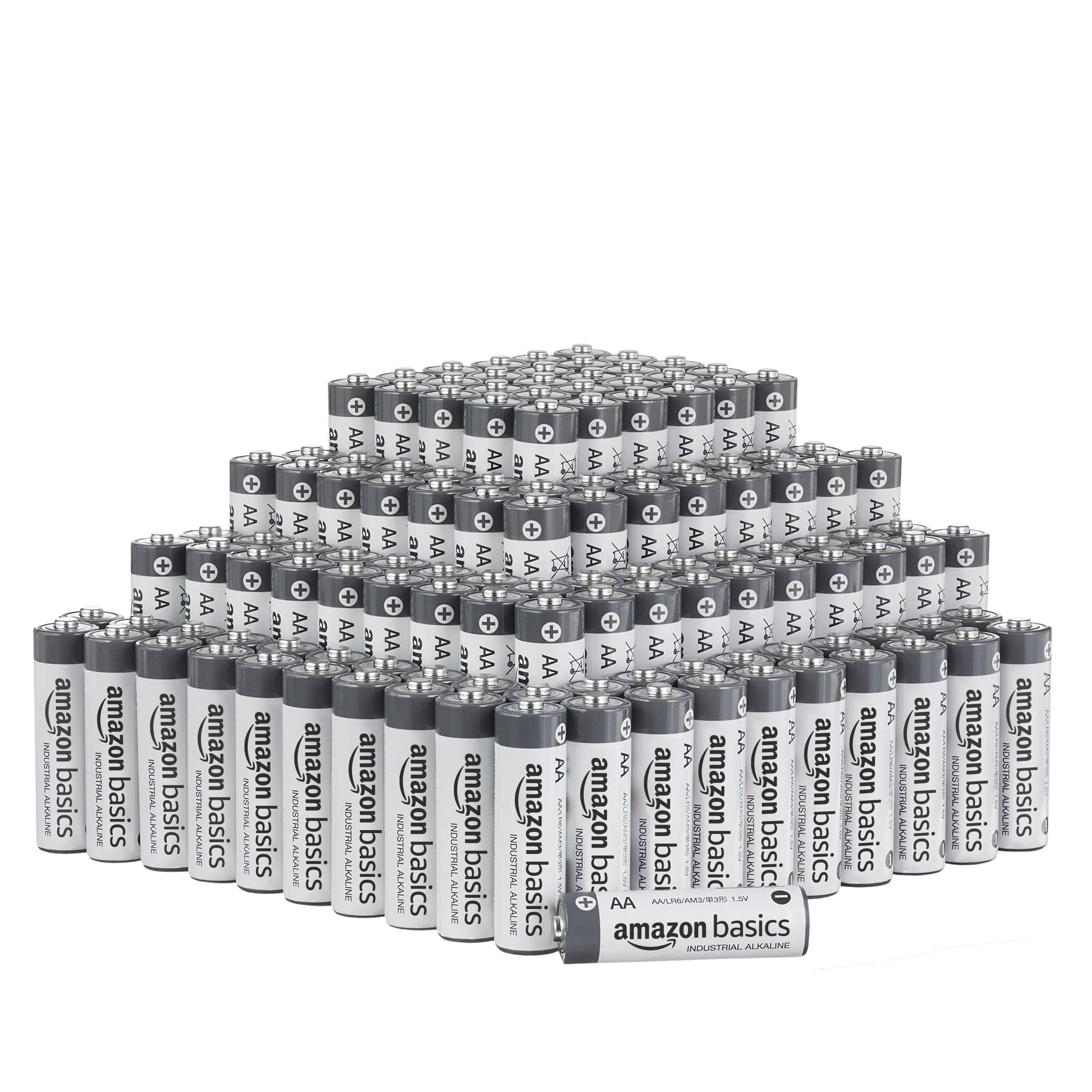 Amazon Basics - Paquete de 200 pilas industriales alcalinas AA, 1,5 voltios, vida útil de 5 años