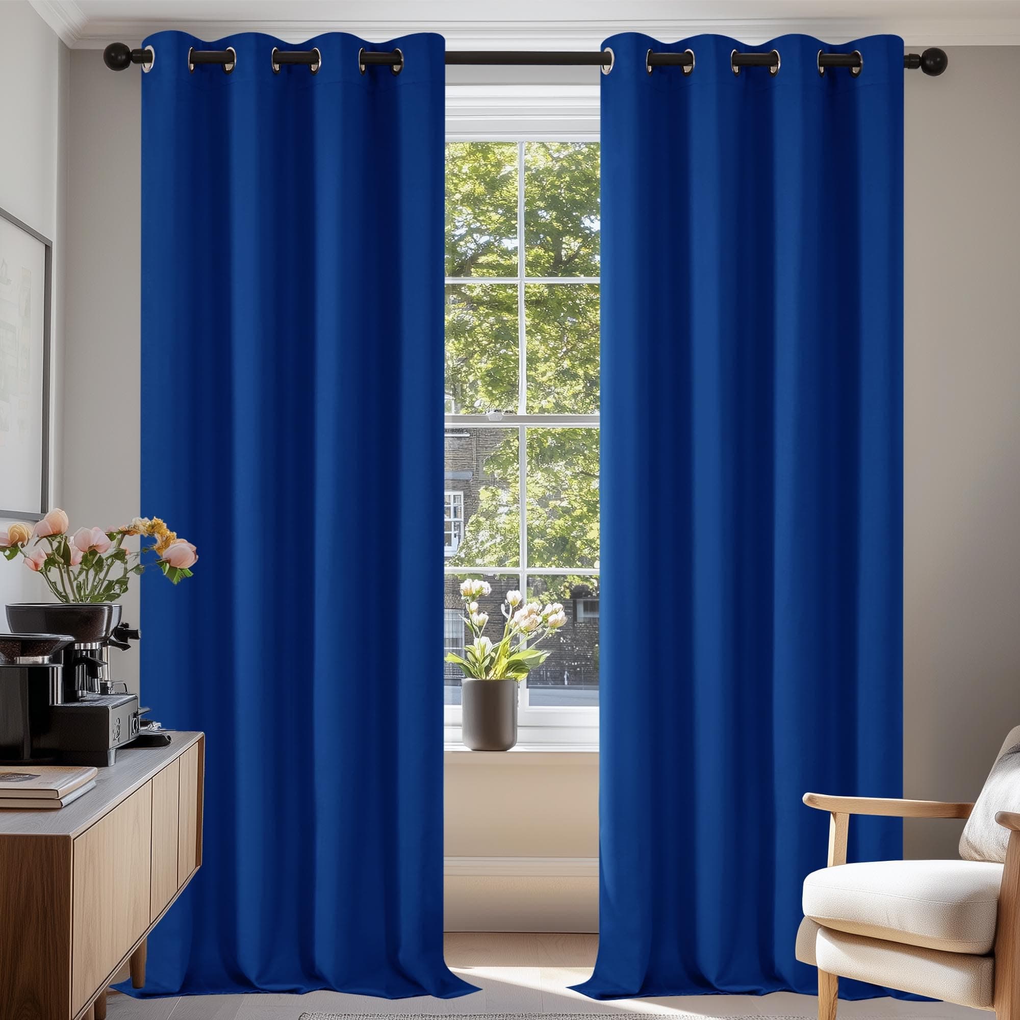 Deconovo Cortinas Opacas 2 Piezas para Dormitorio Salón Modernas, Aislantes Térmicas y Reducción de Ruido, EcolóGicas Certificadas,140 x 245 cm - Azul Oscuro