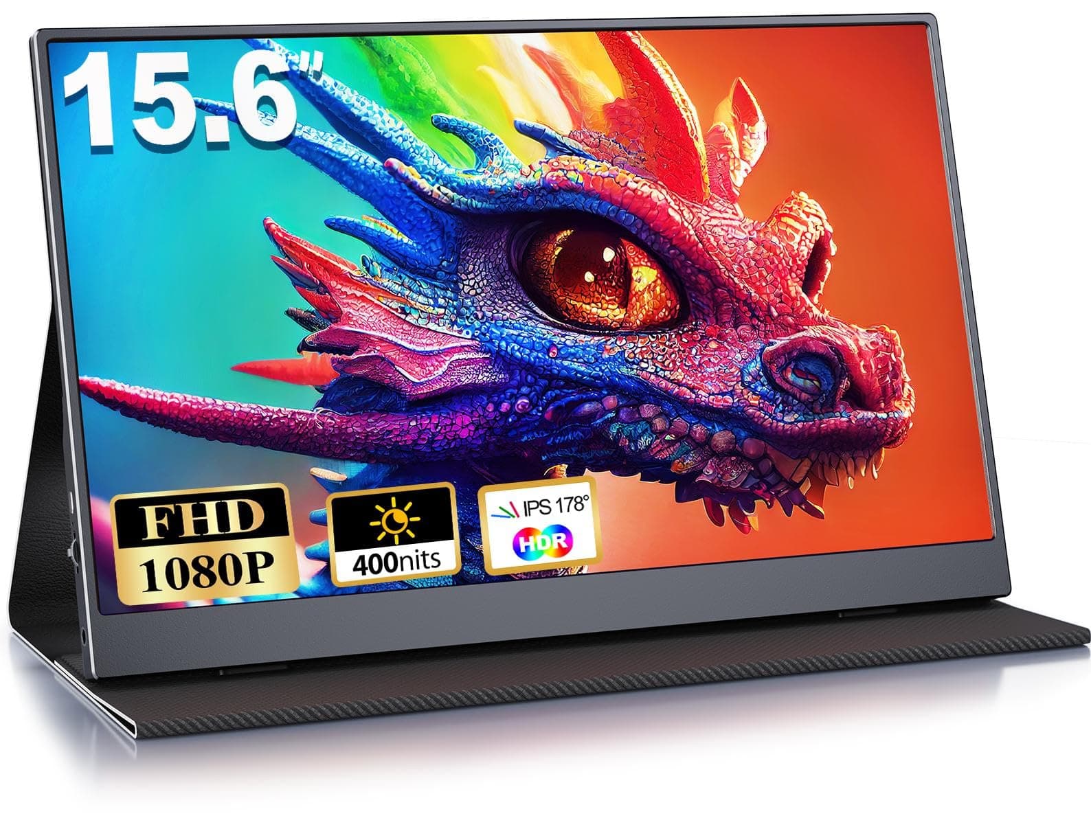 MOMODS Monitor Portatile, 15.6 Pollici Schermo Portatile, 1920x1080 FHD, Portable Monitor con Mini HDMI/USB-C, per Laptop, PC, Mac