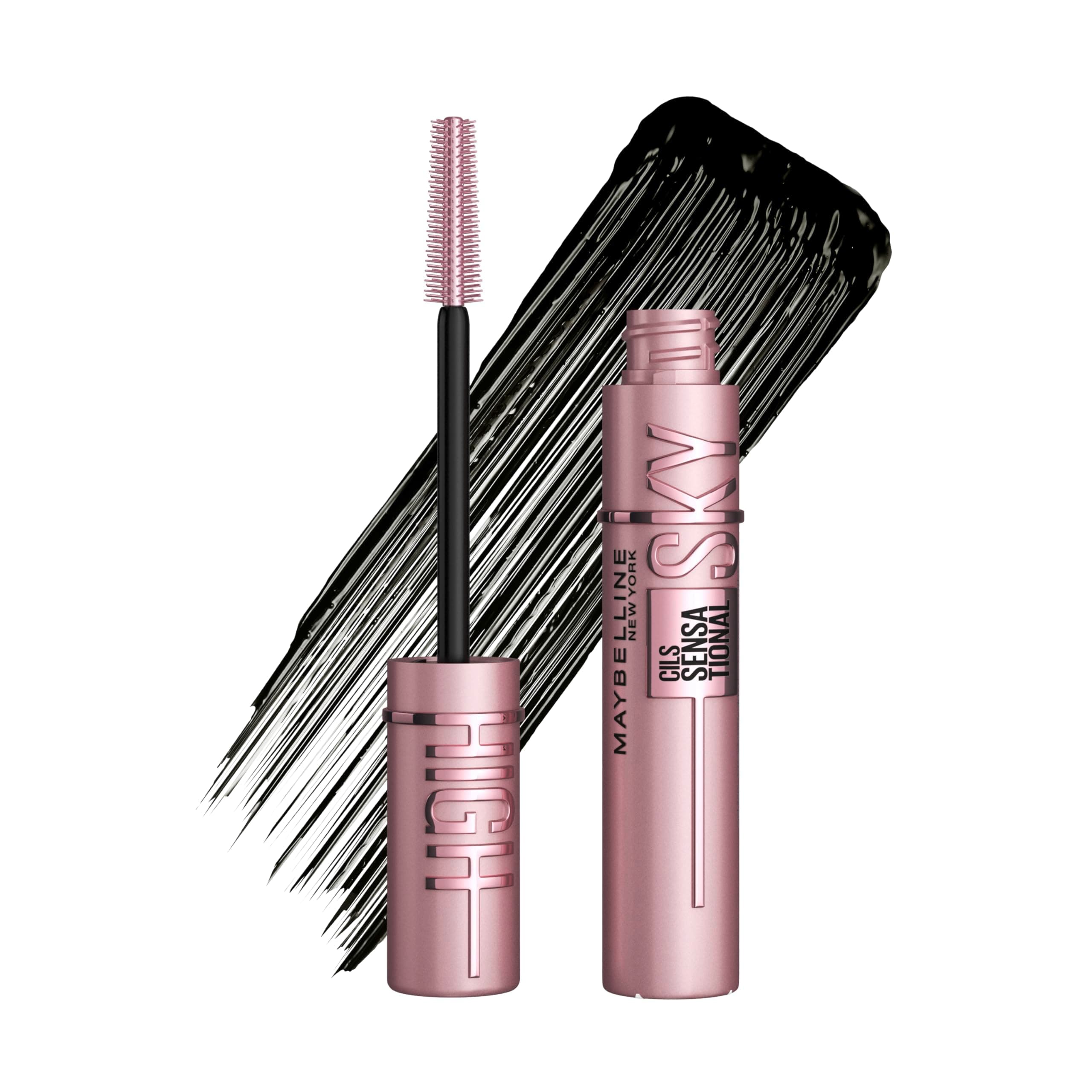 Maybelline New York Sky High Schwarze Wimperntusche für extrem lange Wimpern und Volumen, Lash Sensational Sky High Mascara, Farbe: Very Black, 7,2 ml