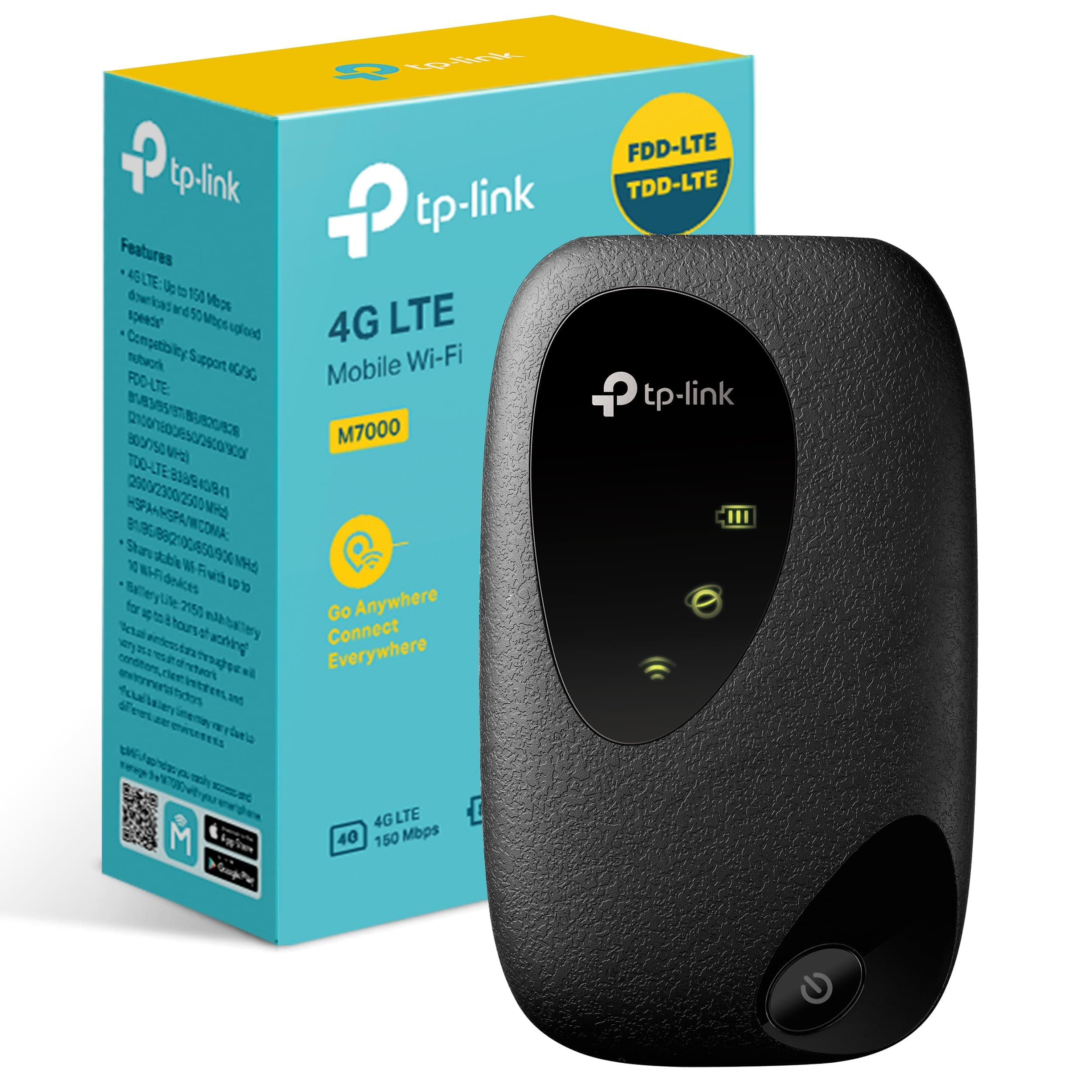 TP-Link [Nuovo] M7000 Saponetta WiFi 4G LTE Cat4 150Mbps, WiFi N300Mbps, Router WiFi con SIM, WiFi Portatile, Batteria Ricaricabile, Configurazione Semplice, Red DOT Design Award, Versione 2023