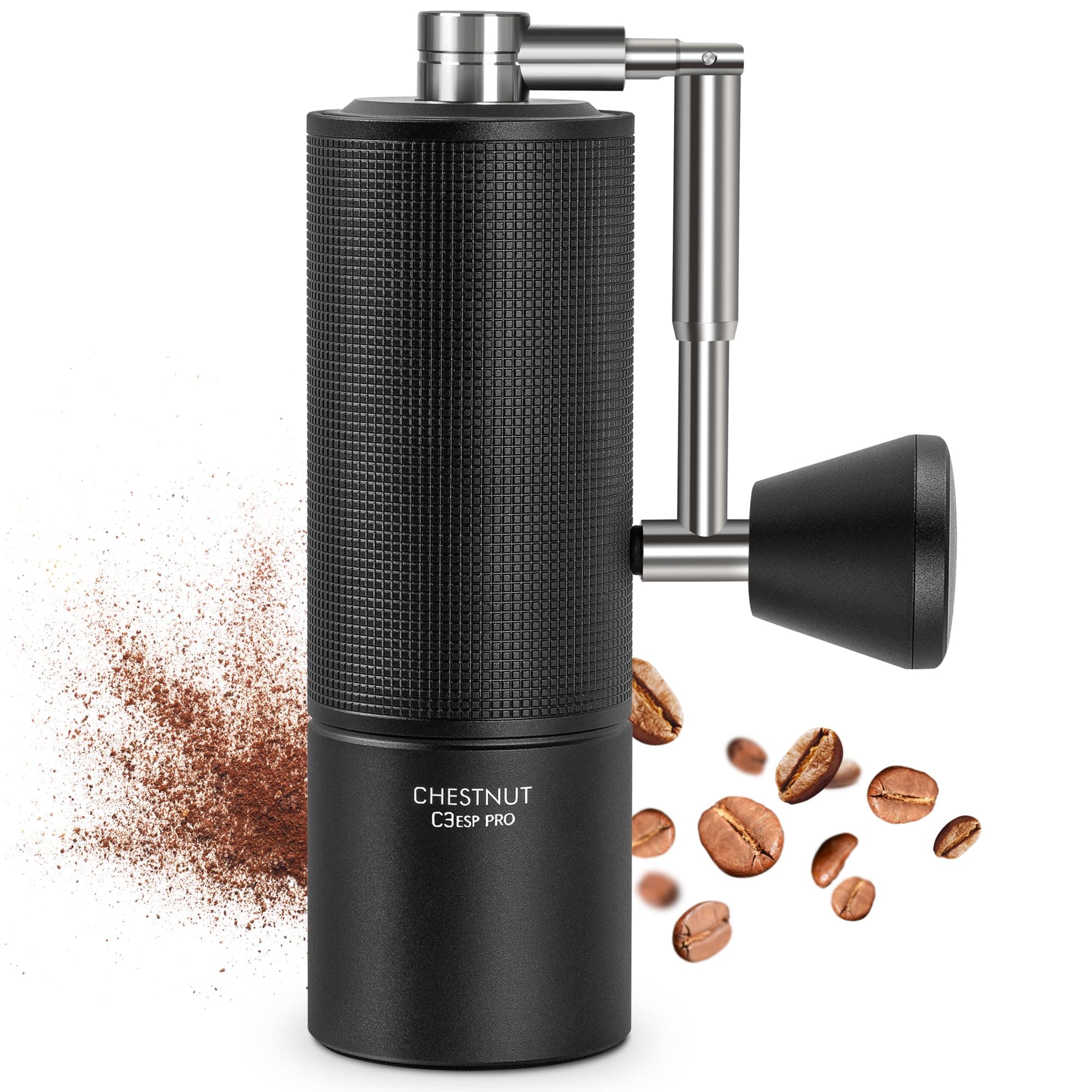 TIMEMORE Chestnut C3 ESP PRO, molinillo de café manual, cuerpo totalmente metálico integrado, fresa cónica S2C de acero inoxidable, mango plegable, para café espresso a prensa francesa, negro