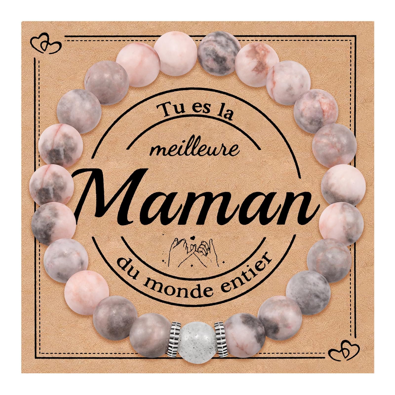 CheersLife Cadeau pour Femme Bracelet Pierres Naturelles Femme Original Cadeau Ado Fille Cadeaux Noel Femme Cadeau Anniversaire Bracelet Cadeau pour Mamie Maman Sœur Amie Future Maman
