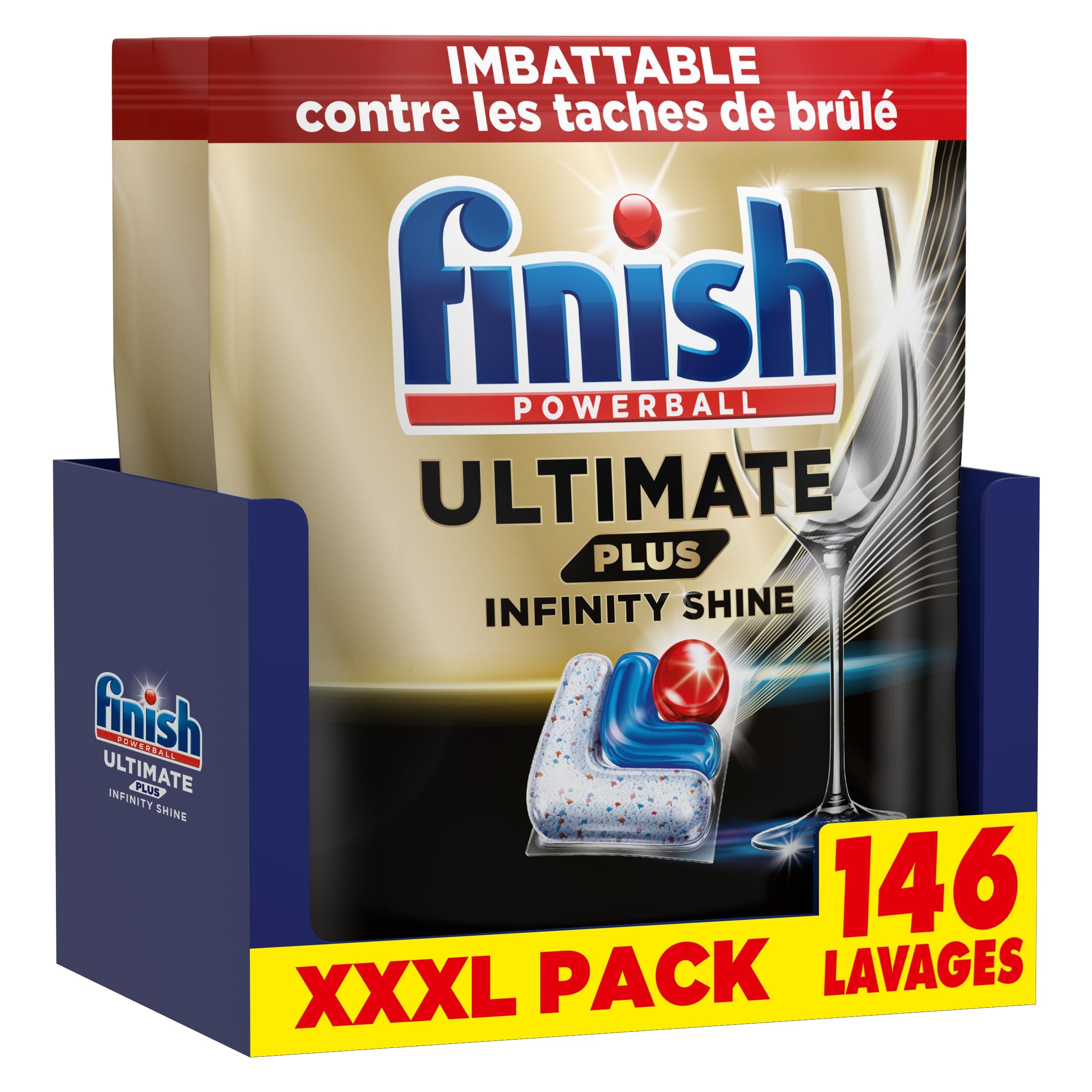 Finish Ultimate Plus Infinity Shine Pastilles Lave-Vaisselle, Propreté Intense & Brillance Étincelante, 146 Capsules