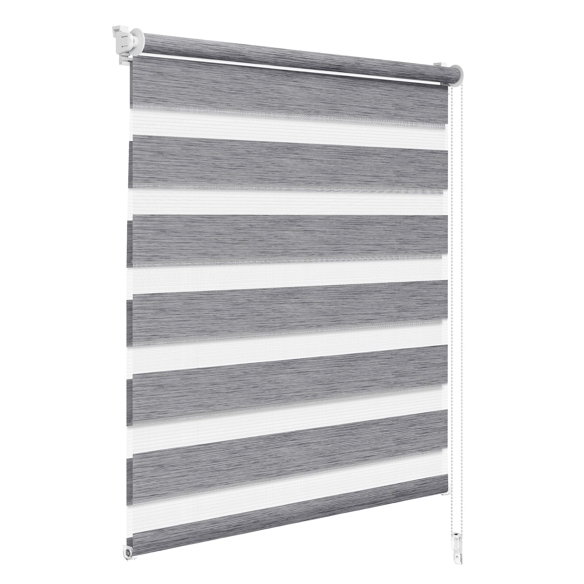 WOLTU Doppelrollo Klemmfix ohne Bohren Marmor Grau B85 x H150 cm, Duo Rollo lichtdurchlässig Fensterrollo für innen verdunkelnd, Zebrarollo mit Kettenzug - Seitenzugrollo für Fenster und Tür