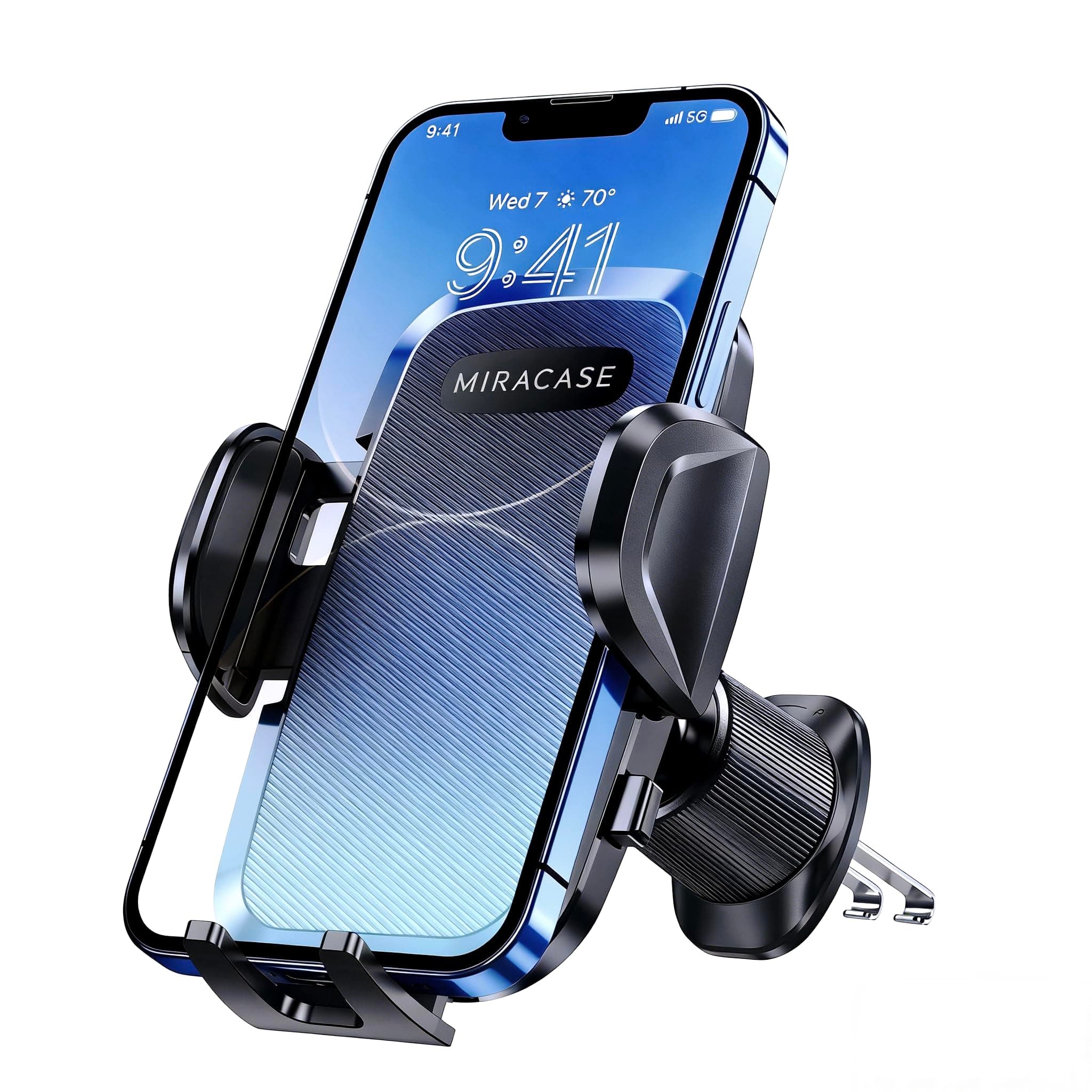 Miracase Support Telephone Voiture Bouche D'aération[2026 Double Crochet Métallique Amélioré] Mains Libres Porte Téléphone Voiture Rotation 360° Compatible Tous Les Smartphone