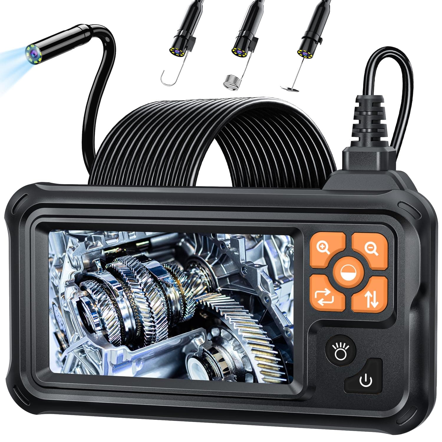 SKYBASIC Endoscopio Cámara de Inspección, 4.3" IPS 1080P HD Cámara de Inspección Boroscopio con 8 LED, Camara Inspeccion Tuberias Impermeable IP67, para Automóviles, Paredes y Desagües（20M）