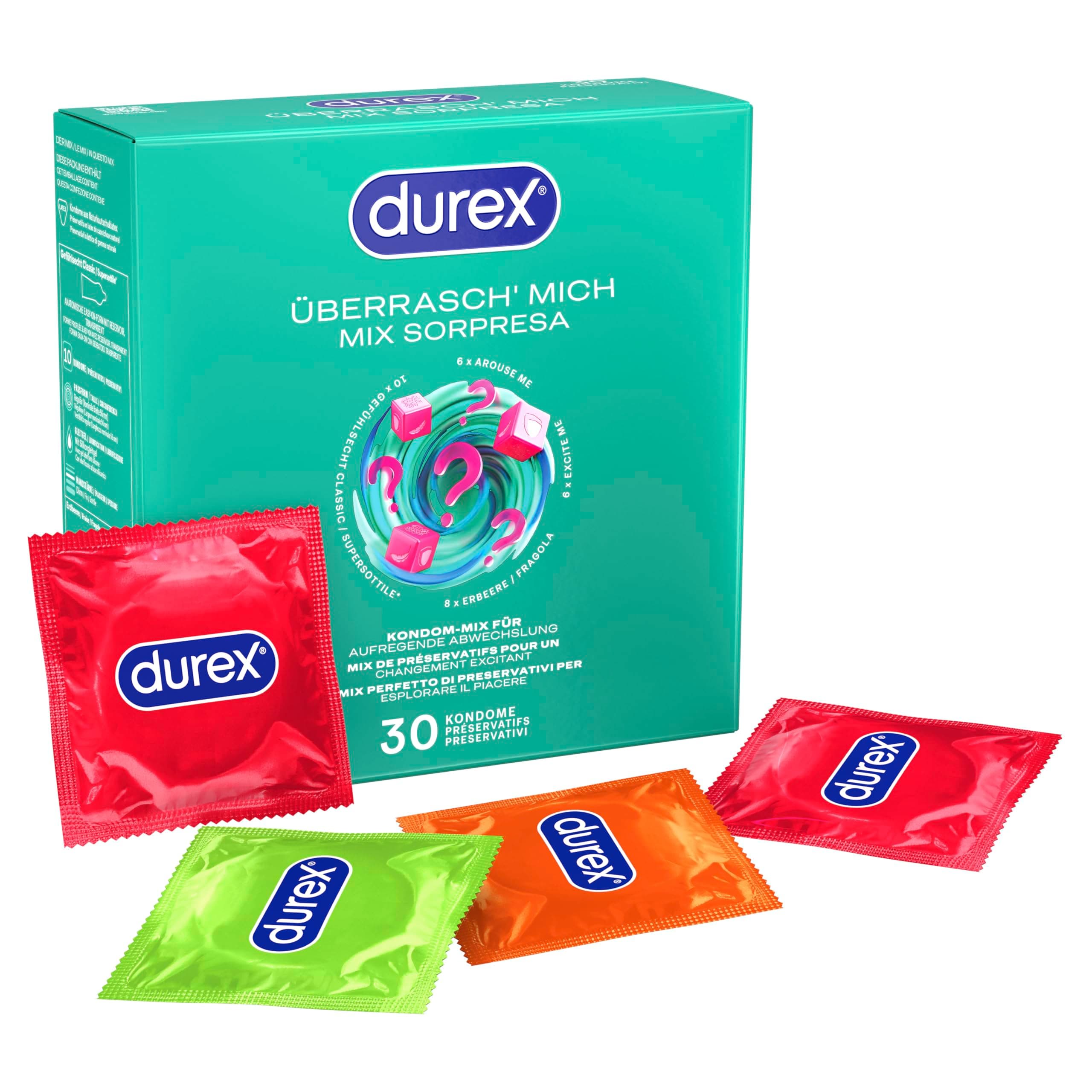 Durex Überrasch' Mich Kondome – Mixpack - Probierpaket - JGA - 30er Großpackung (1x 30 Stück)