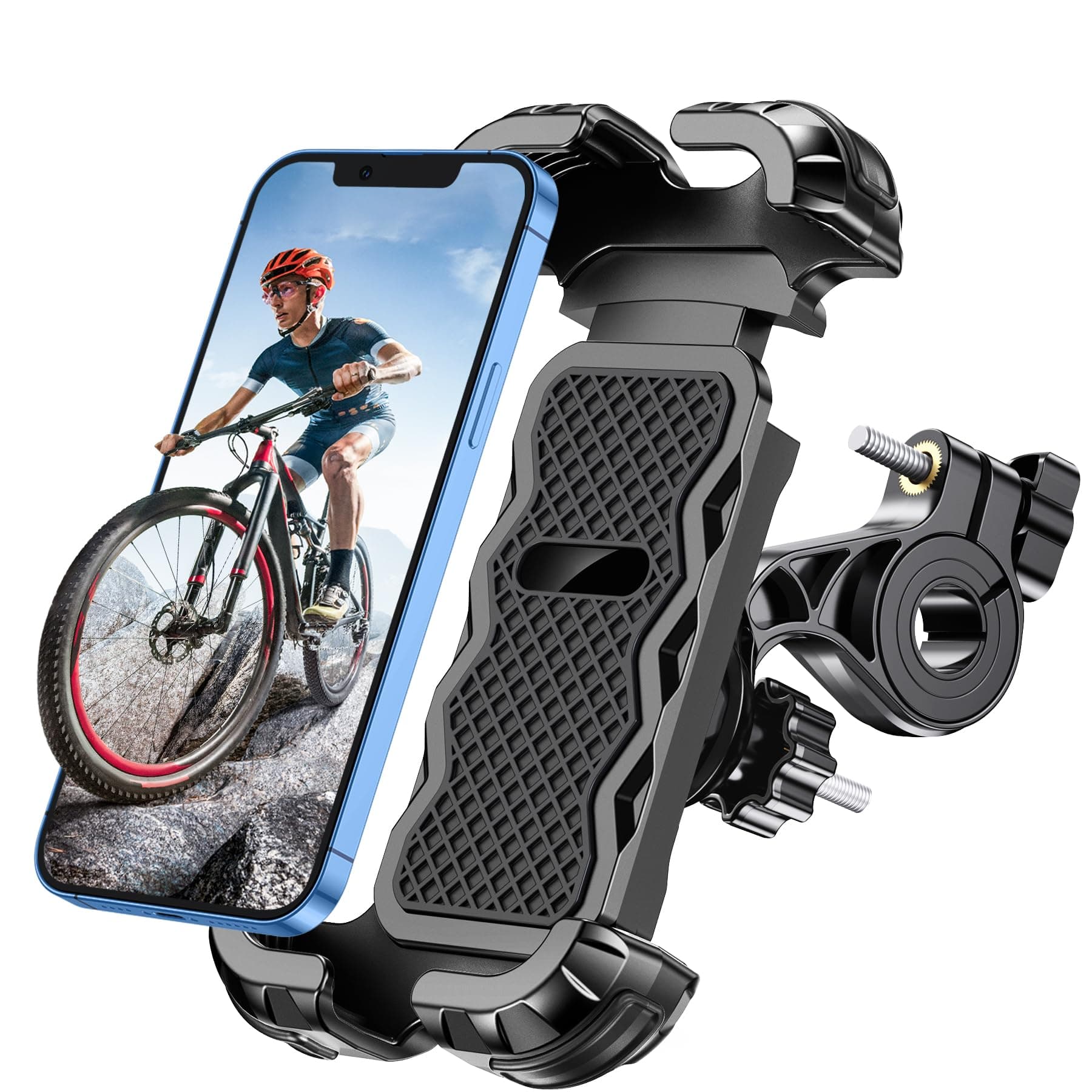 Glangeh Support Telephone Velo [Verrouillage Sécurisé] Installation Rapide | Anti-Chute Support Telephone Moto 360° Rotation, Compatible avec iPhone 17 Air/16 Plus, Autres Smartphones de 4.7"-6.8"