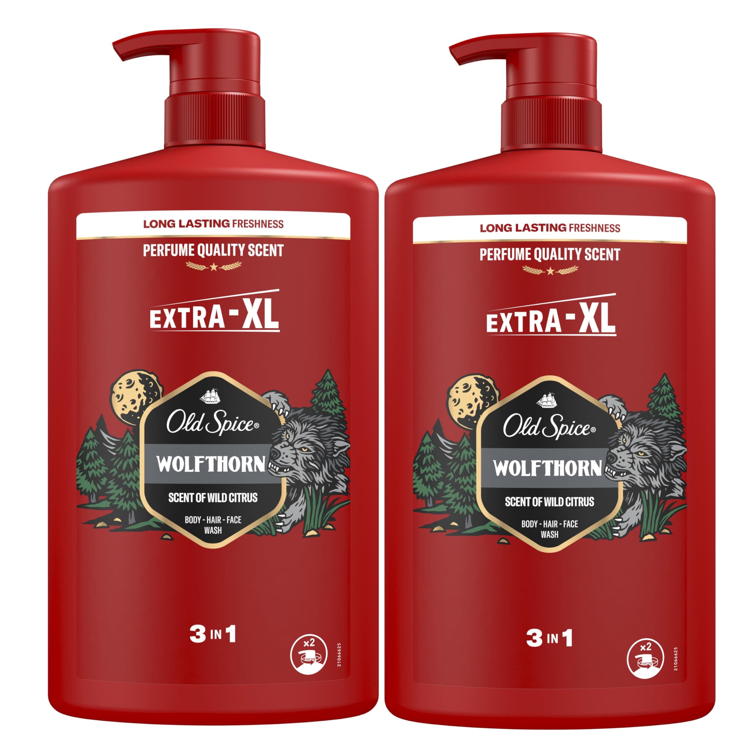 Old Spice Wolfthorn Gel De Ducha Y Champú Para Hombres 2x1000ml, Gel Para Cara, Cuerpo Y Pelo 3 En 1 Multiusos, Frescura Duradera, Fragancia Excepcional, Limpieza Profunda