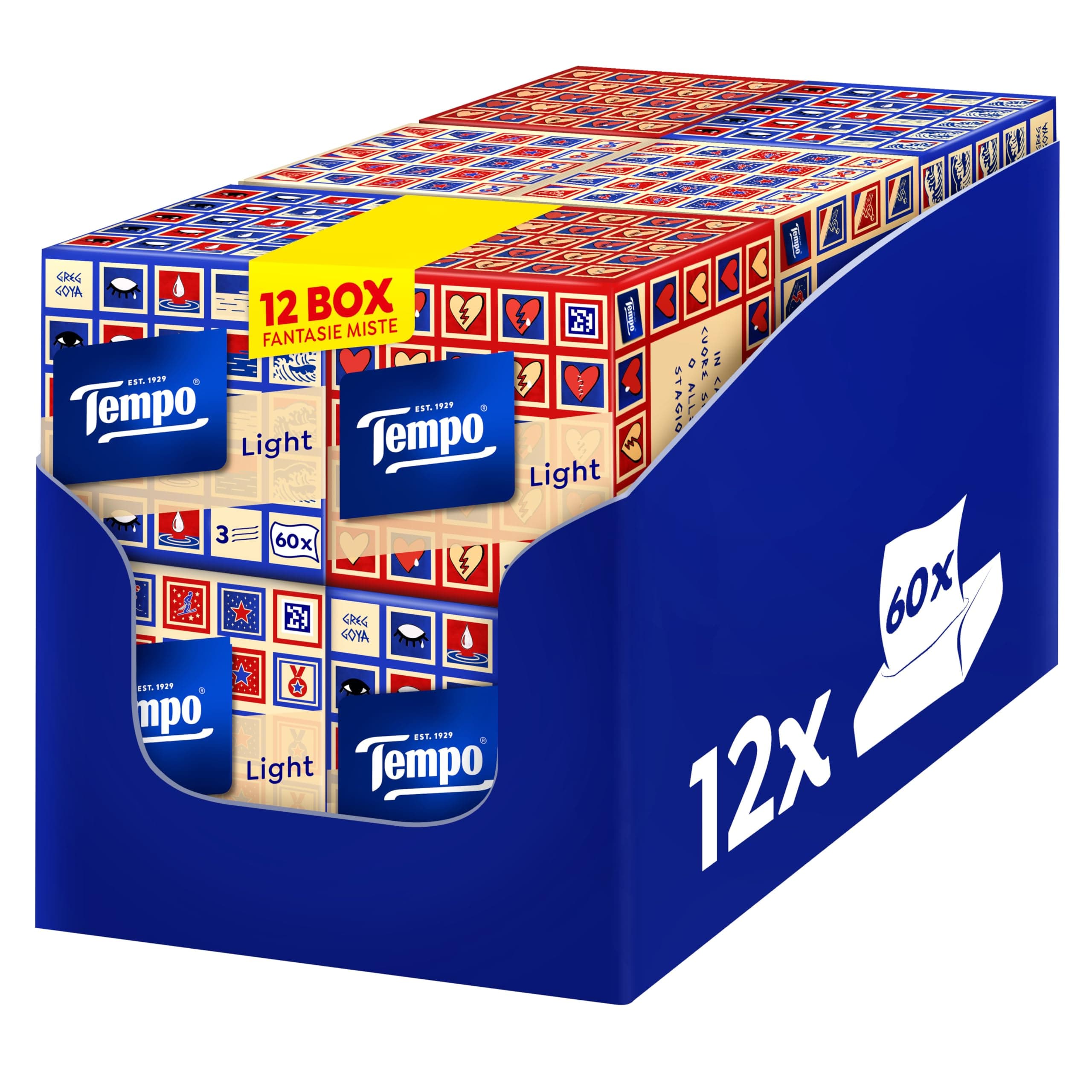 Tempo Fazzoletti Box - 3 Veli - 12 Confezioni da 60 fazzoletti