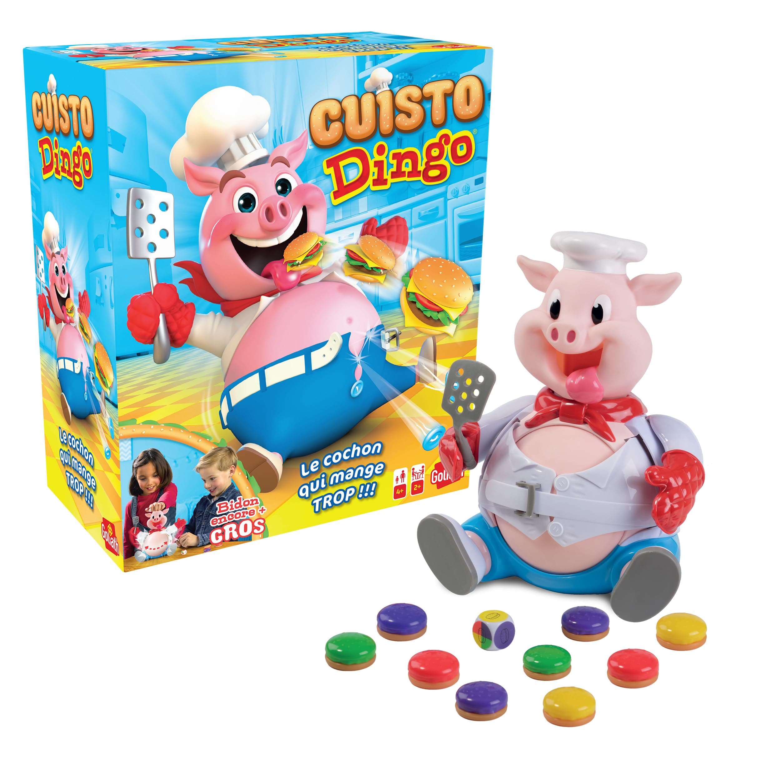 Goliath - CUISTO DINGO - Jeu de Société pour Enfants dès 4 Ans - Nourris le Cochon sans Faire Exploser son Ventre - Jeu Rigolo - À Jouer Entre Amis ou en Famille - 2 À 4 Joueurs - En Français