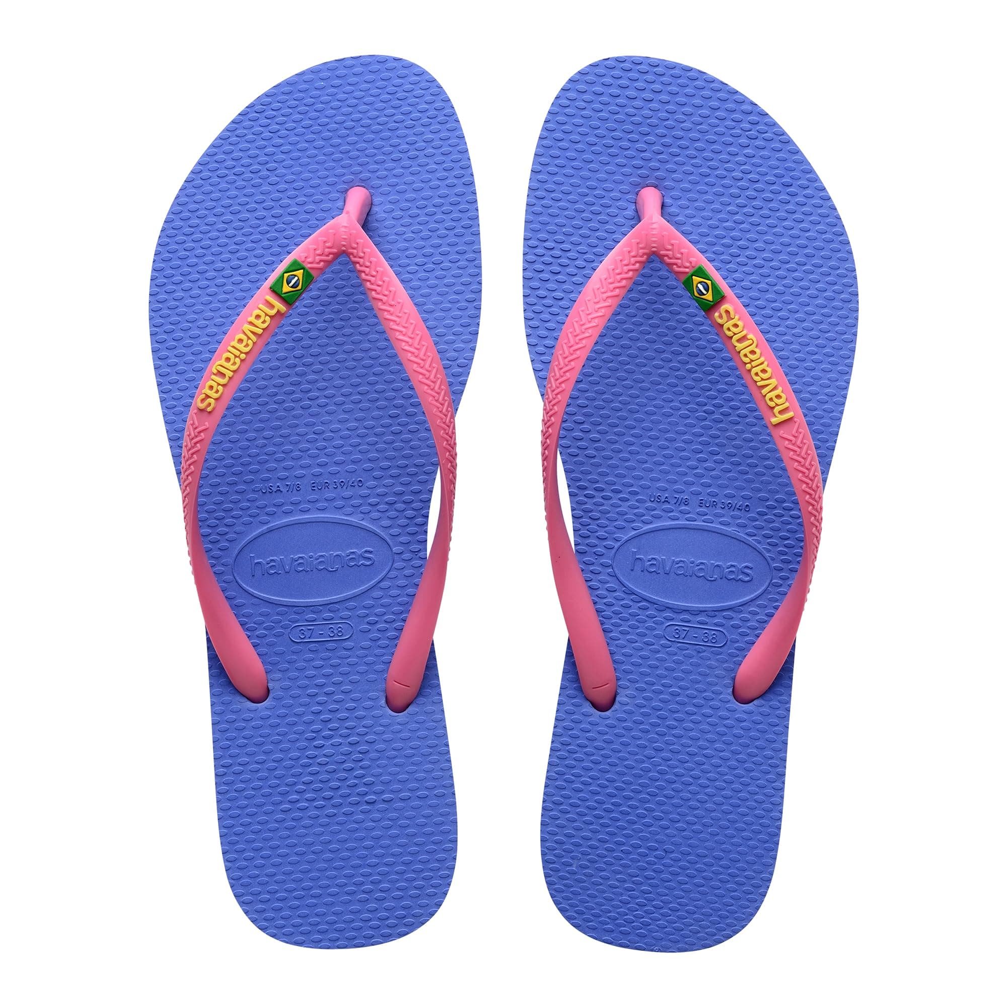 Havaianas - Slim Brasil Logo, Bequeme, Robuste und Leichte Badelatschen für Frauen, Hommage an Brasilien, Flagge auf Riemen und Sohlen