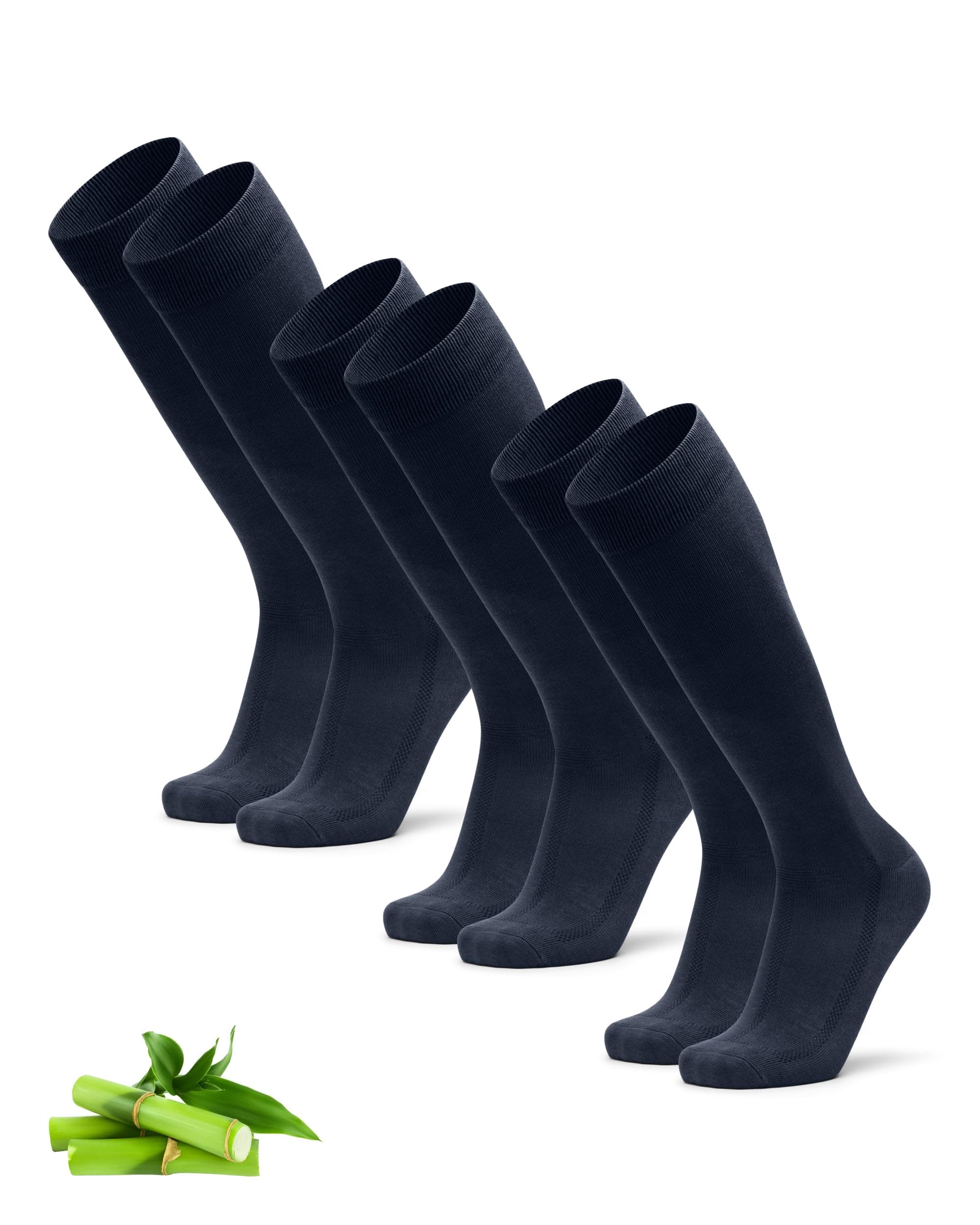 DANISH ENDURANCE Calze Uomo Lunghe in Bambù, Classiche, Calzettoni Uomo Traspiranti e Morbidi, Fibra di Bamboo, 3 o 6 Paia
