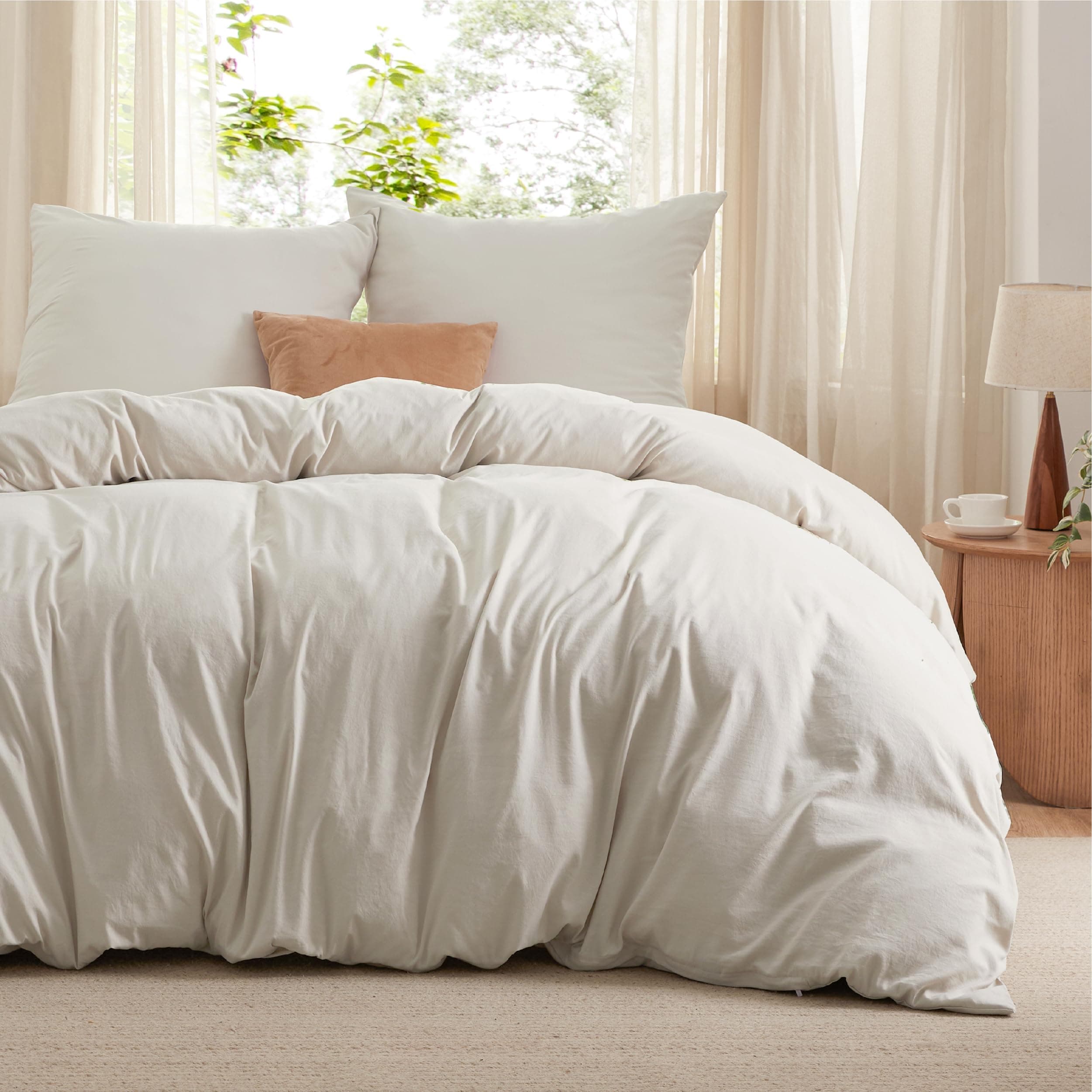 Bedsure Housse de Couette 240x260 cm - Parure de lit 240 x 260 certifié Oeko-TEX - Bedding Sets de Housses de couettes 240x260 + 2X Taies d'oreiller 65x65 avec Fermeture Éclair - Beige