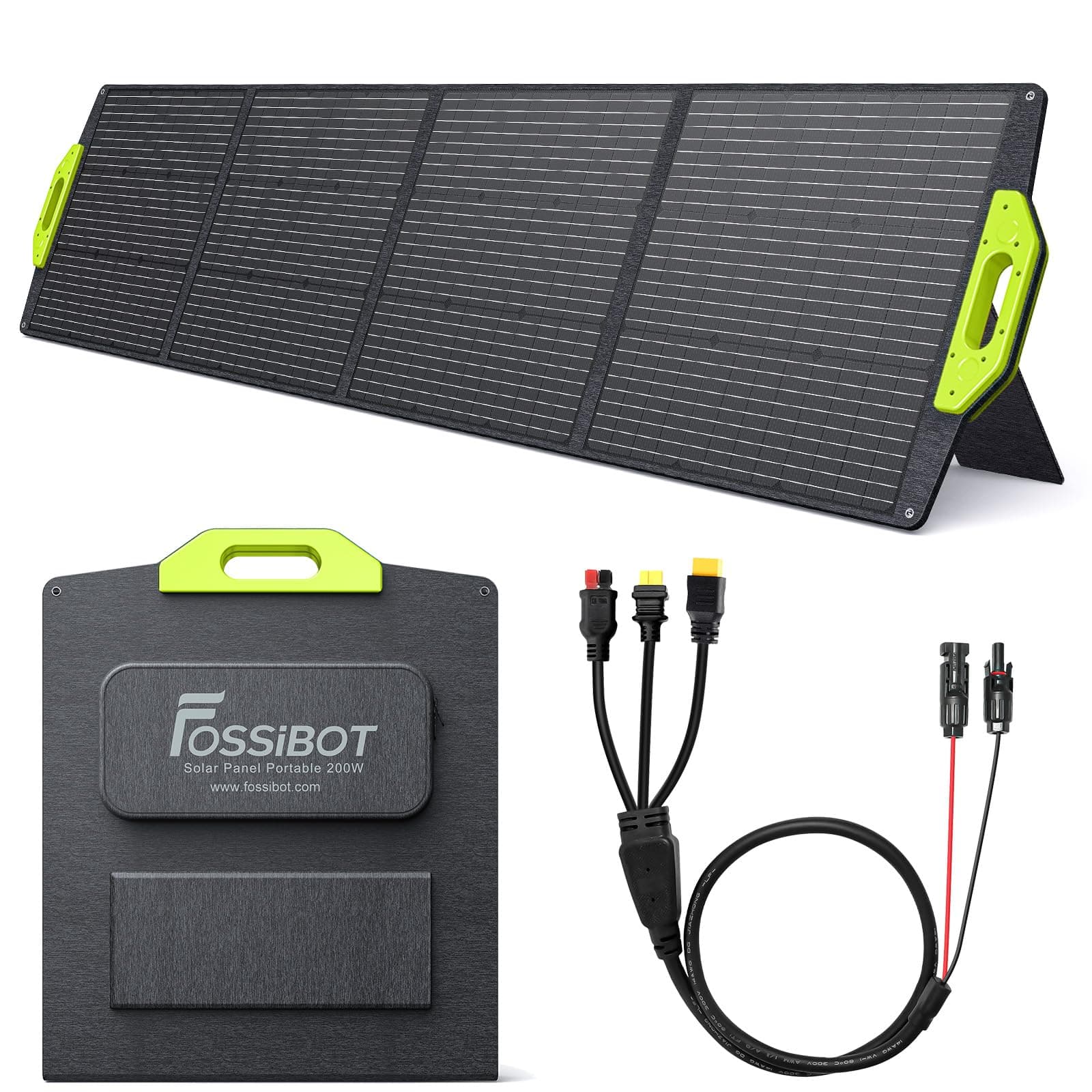 FOSSiBOT Panel solar plegable de 200 W, para generadores solares portátiles F1200, F2400, F3600, módulo fotovoltaico, para sistema independiente de la red, jardín, balcón, caravana hacia el exterior