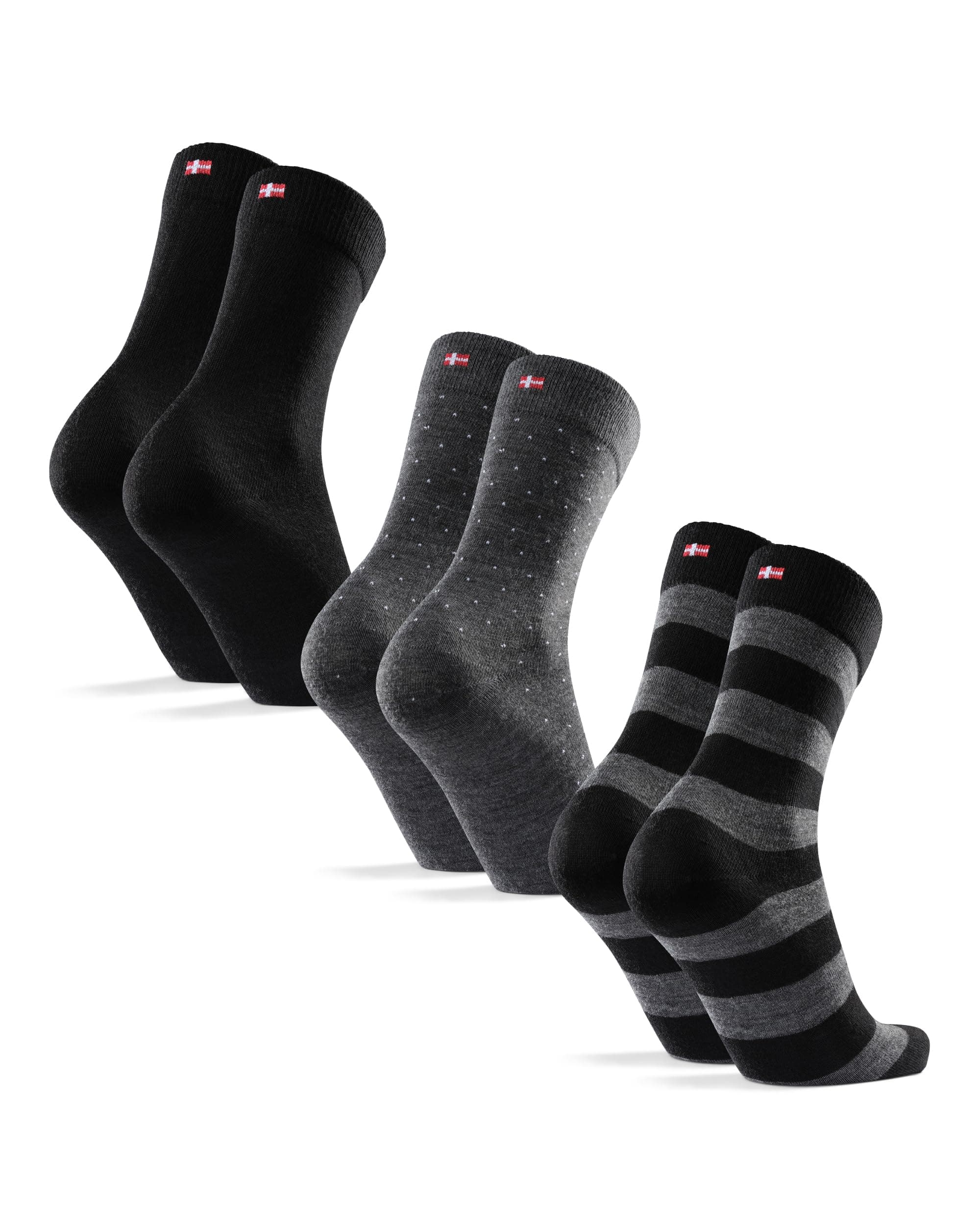 DANISH ENDURANCE Premium Merino Socken (3 | 5 Paar), Warme Socken, Wollsocken, Unisex, Socken Herren & Damen, Mehrfarbig (1 x Marineblau, 1 x Marineblau/Gelb, 1 x Marineblau/Hellblau), 43–47