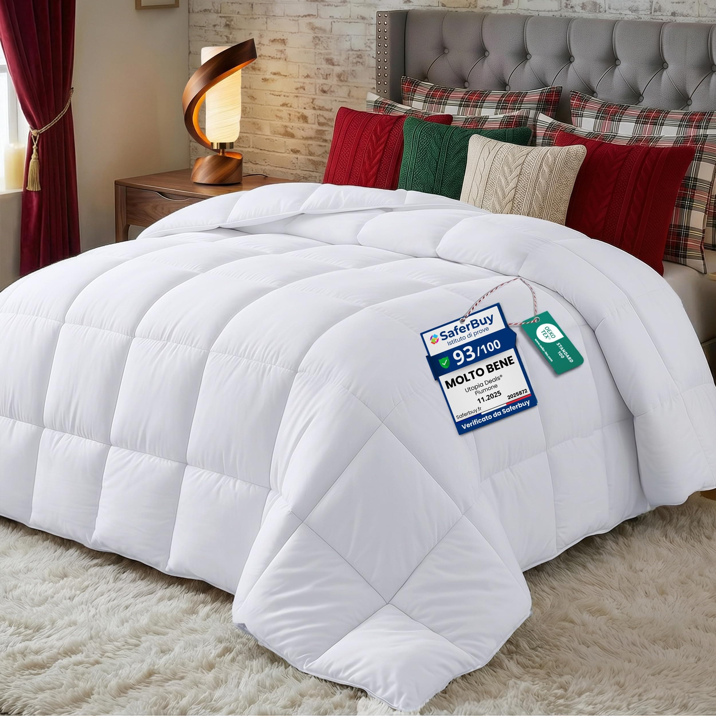 Utopia Bedding Piumone 135 x 200 cm, per tutte le stagioni, imbottitura 370 GSM traspirante, trapunta super morbida (bianco)
