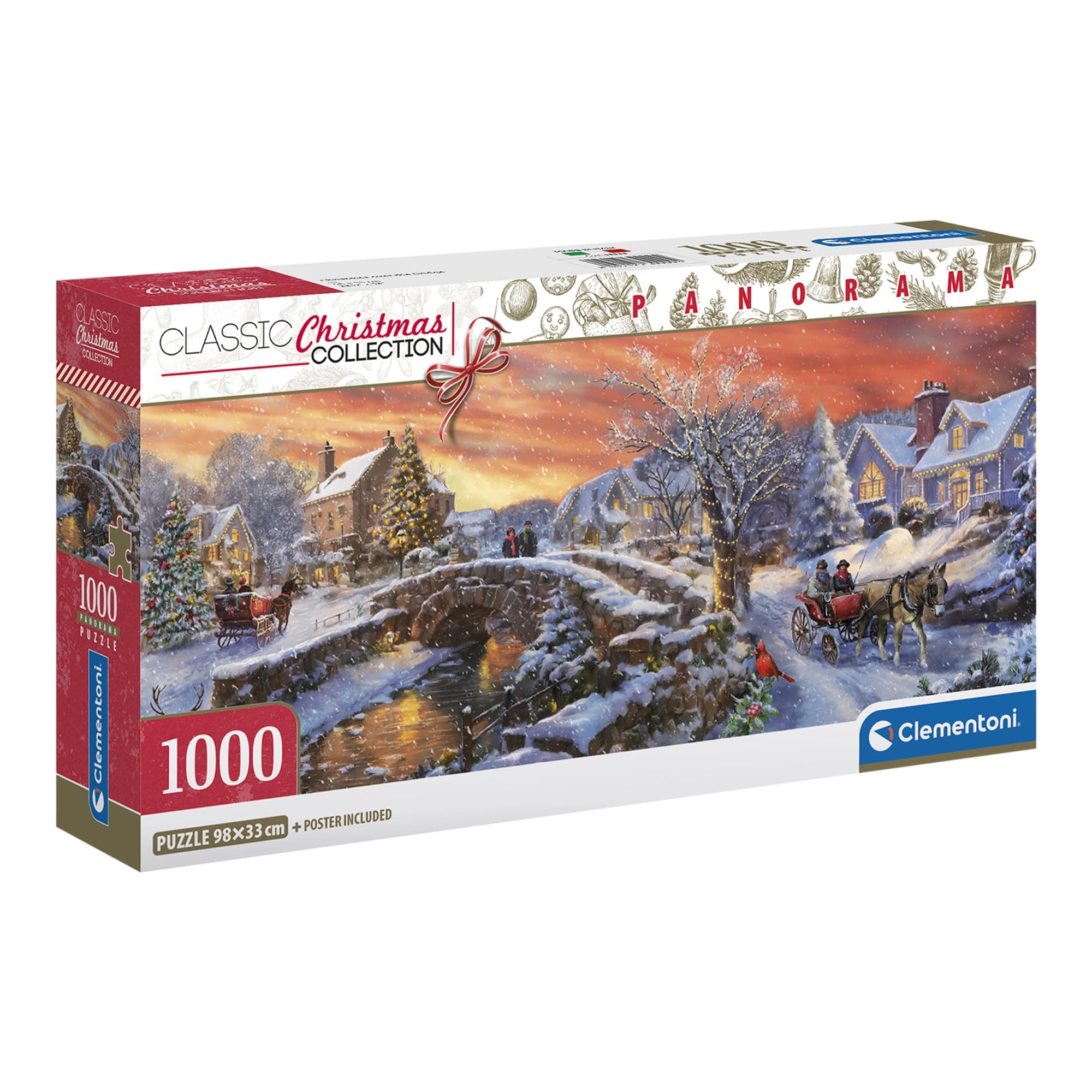 Clementoni 1000 Panorama Weihnachten Christmas Compact – Puzzle