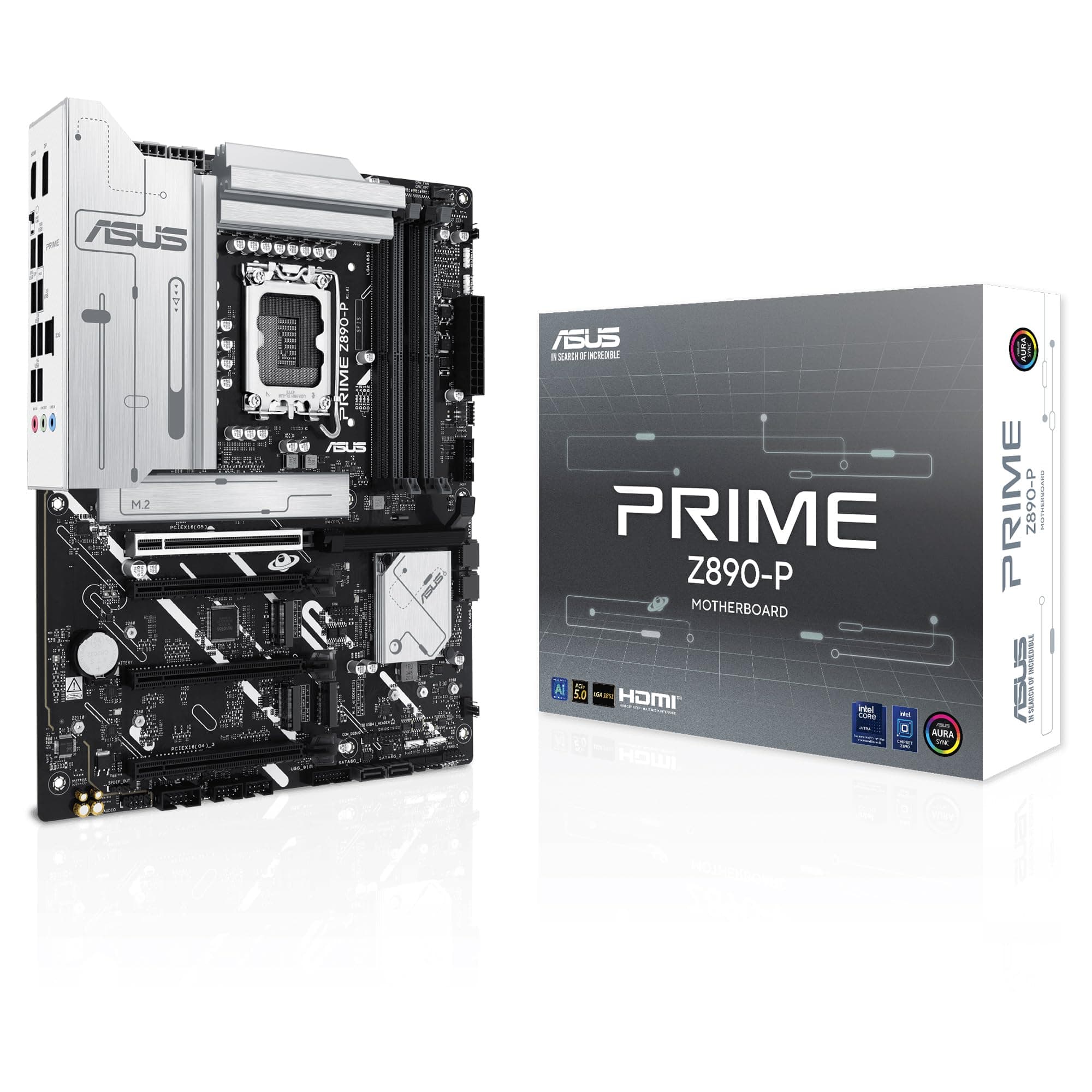 ASUS Prime Z890-P - Placa Base ATX, 14+1+2+1 (80A) etapas de Potencia, DDR5, PCIe 5.0 Compatible con GPU de última generación, Puerto USB Tipo-C a 20 Gbps, 4 Ranuras M.2, PCIe Q-Release