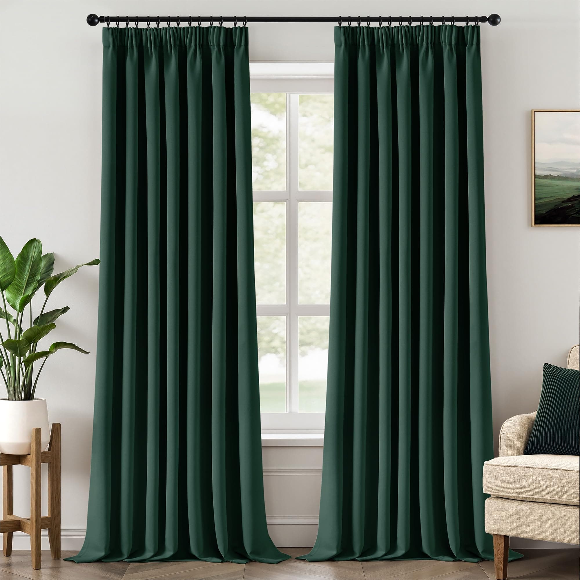 MIULEE Verdunklungsvorhänge mit Kräuselband Dunkelgrün Vorhänge Blickdicht 2er Set 245 cm Lang, Modern Gardinen Abdunkelnde Wohnzimmer Schlafzimmer, Vorhang Verdunkelung Thermovorhang H 245 x B 140