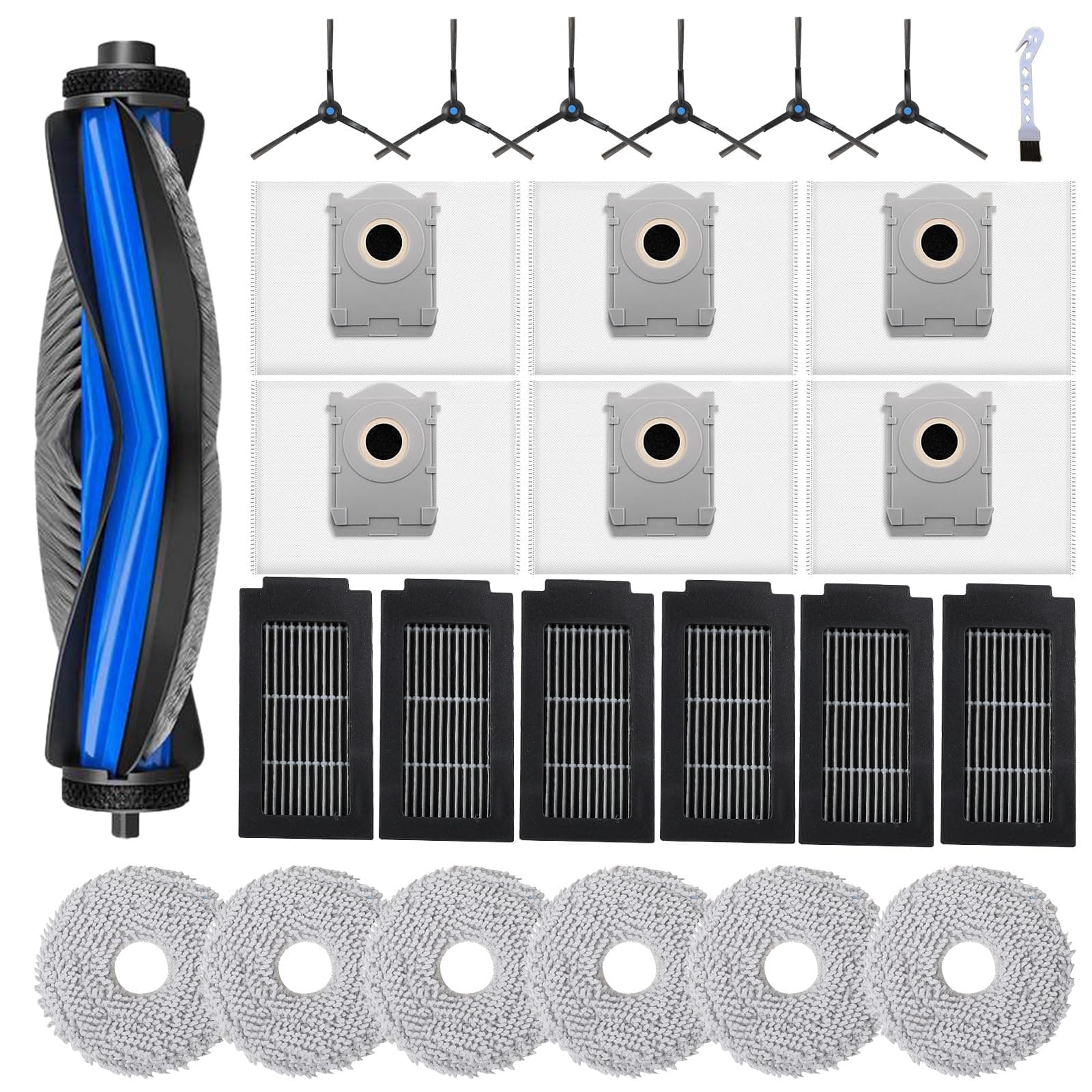 26 Pezzi T50 Kit Accessori Ricambi per ECOVACS DEEBOT T50 Omni/ T50 Omni Gen2/ T50 PRO OMNI/ T50 PRO OMNI Gen2 Robot Aspirapolvere, 1 Spazzola Principale, 6 Filtri, 6 Panni Mop, 6 Sacchetti