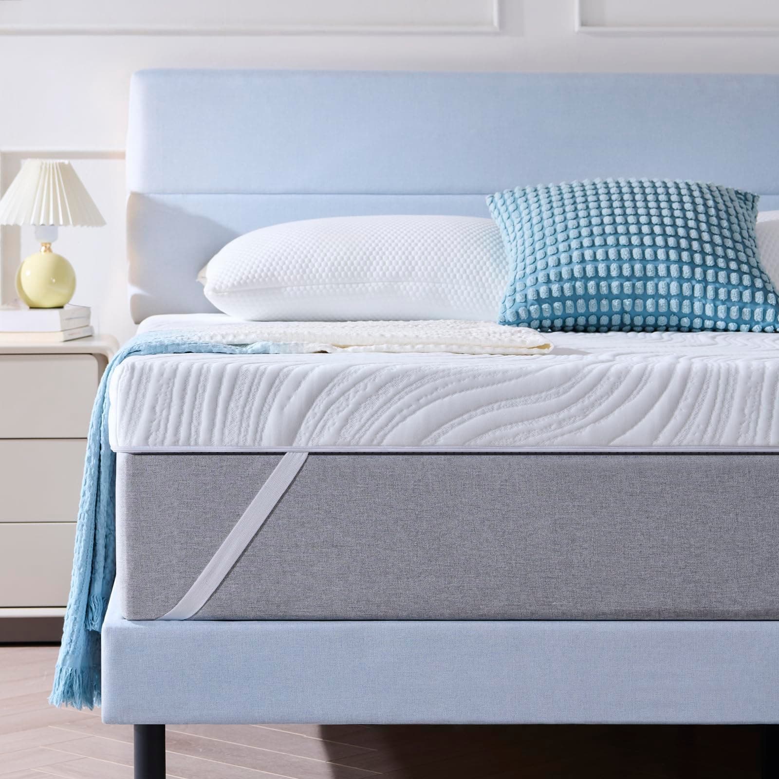 Hiimgo Surmatelas 180 x 200 x 7.5CM, Épaisseur 7.5CM, Surmatelas Memoire de Forme Gel,Absorbant et Respirant,avec Design Antidérapant，Housse de Matelas Amovible et Lavable.