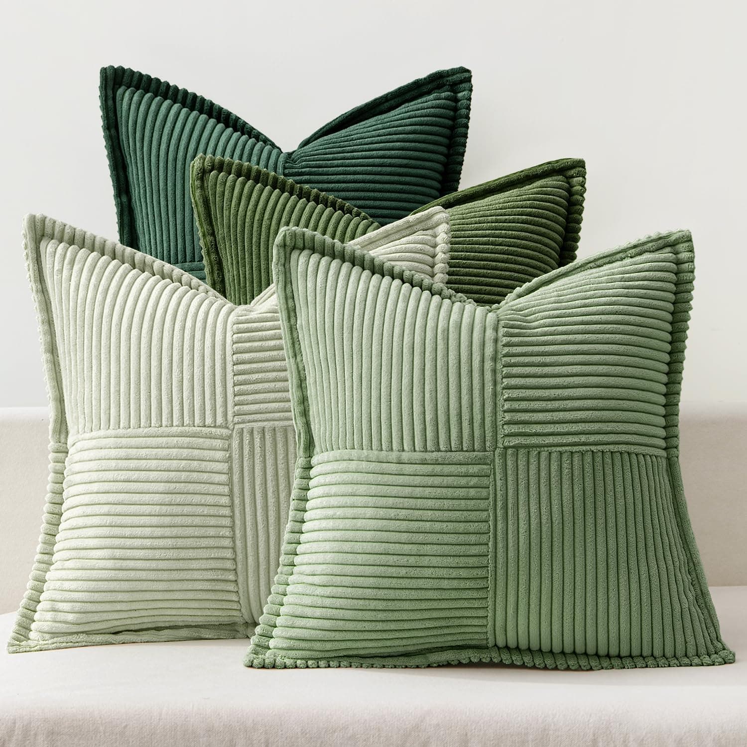 MIULEE Kissenbezug 40x40 cm 4er Set Kordsamt Frühling Kissenbezüge Weich Dekokissen Dekorativ Modern Kissenhülle Sofakissen Zierkissen Couchkissen für Wohnzimmer Schlafzimmer Grüne Serie