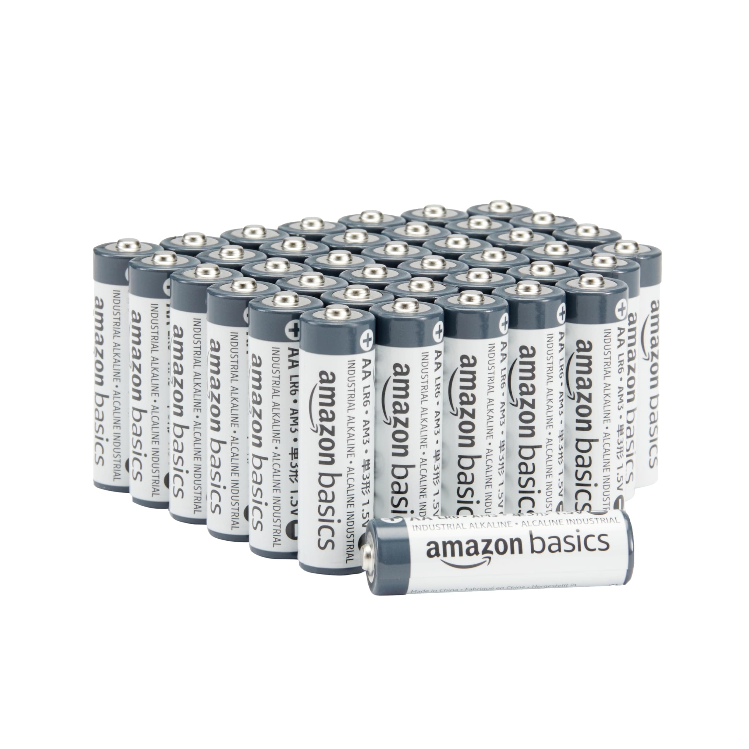 Amazon Basics - Paquete de 40 pilas industriales alcalinas AA, 1,5 voltios, vida útil de 5 años