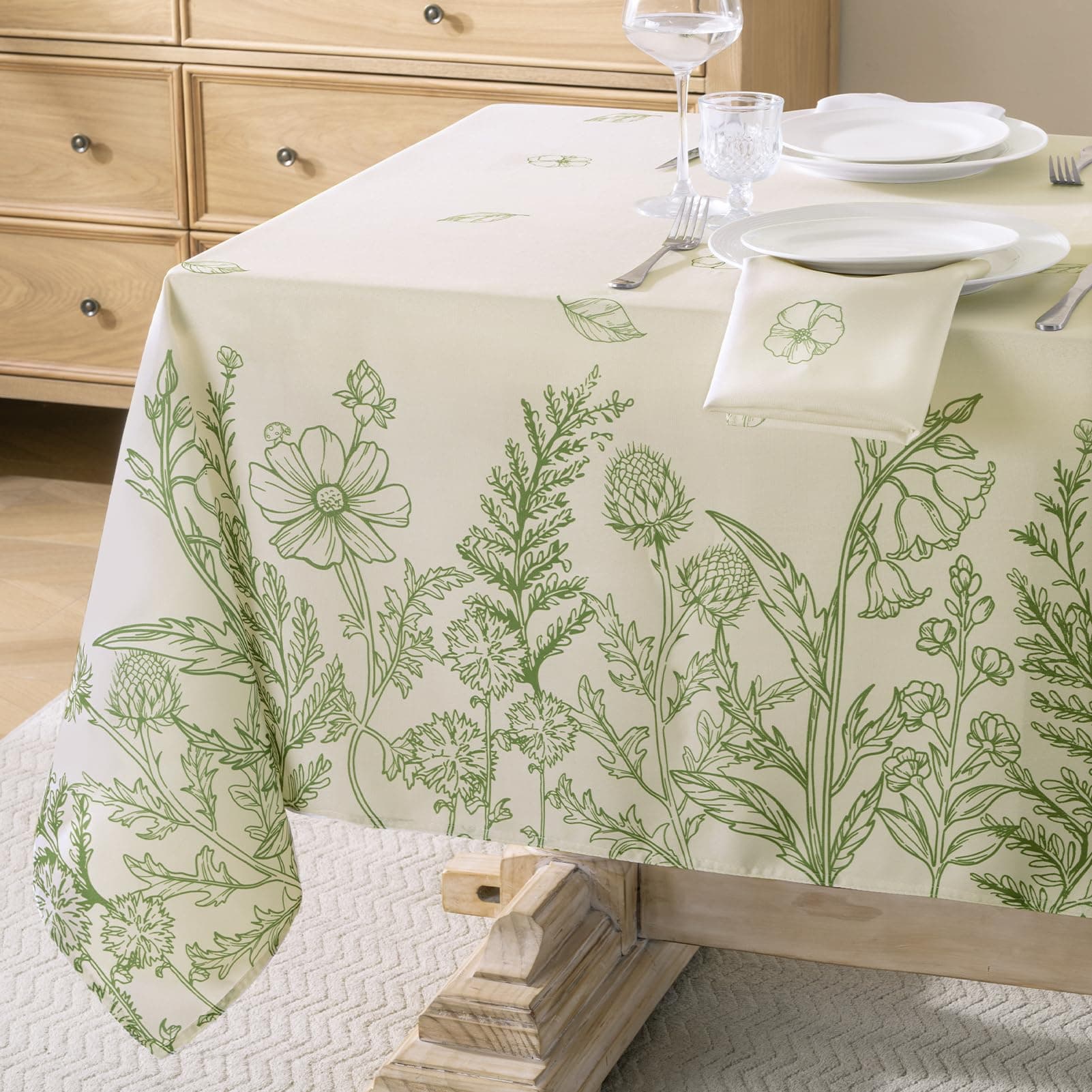 Softalker Tovaglia Rettangolare 240x140 cm Primavera com Floreale Antimacchia Elegante Tovaglie Pasqua 6-10 Posti da Esterno,Copri Tavolo Cucina,Pranzo,Festa,Feste,Ristorante,Trattoria,Ristoranti