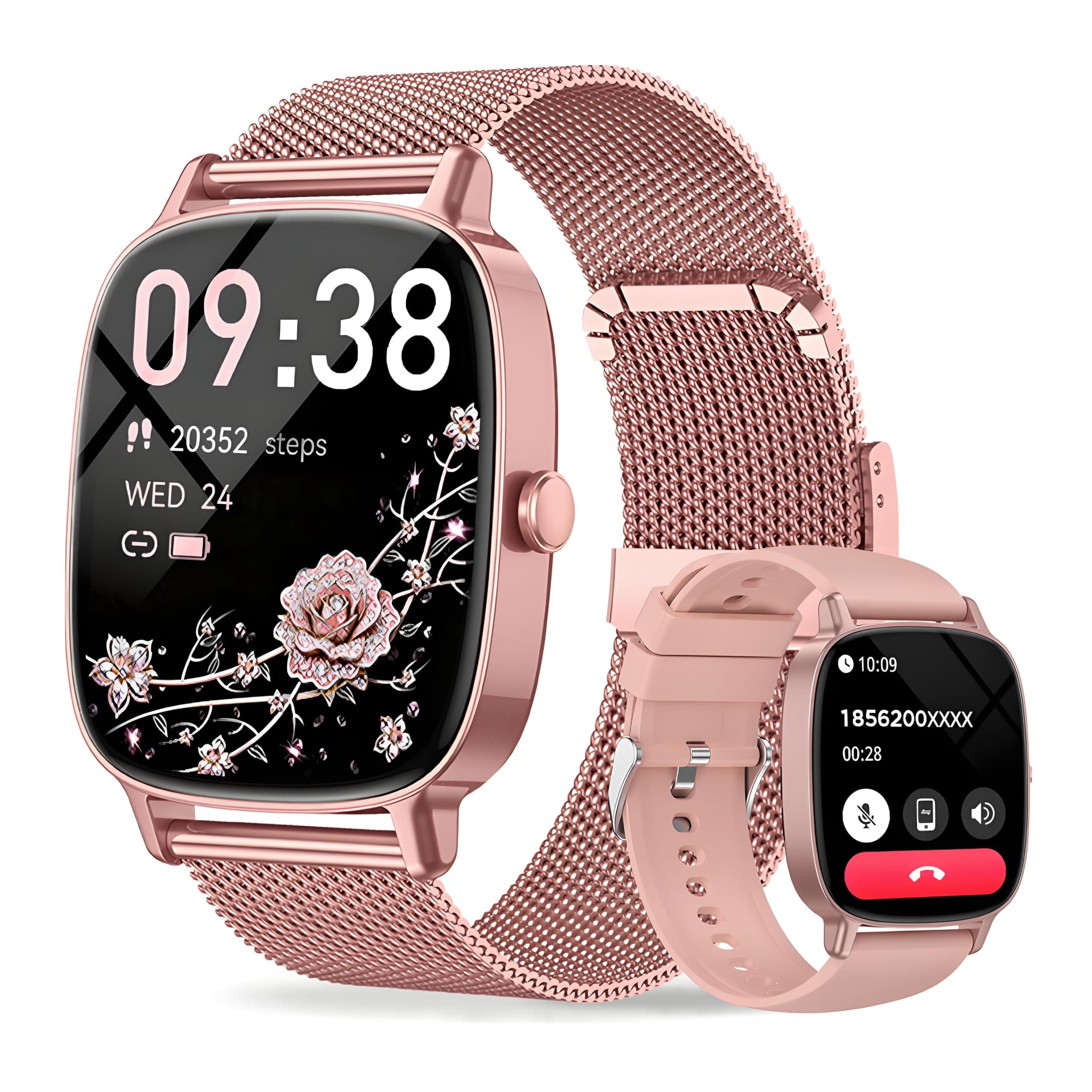coioc Smartwatch Donna,Risposta/Effettuazione Chiamate,Schermo Ultra Nitido1.85'' HD,Fitness Tracker Frequenza Cardiaca/Sonno/SpO2,Compatibile IOS/Android,120+Modalità Sportive,IP68,2 inturini