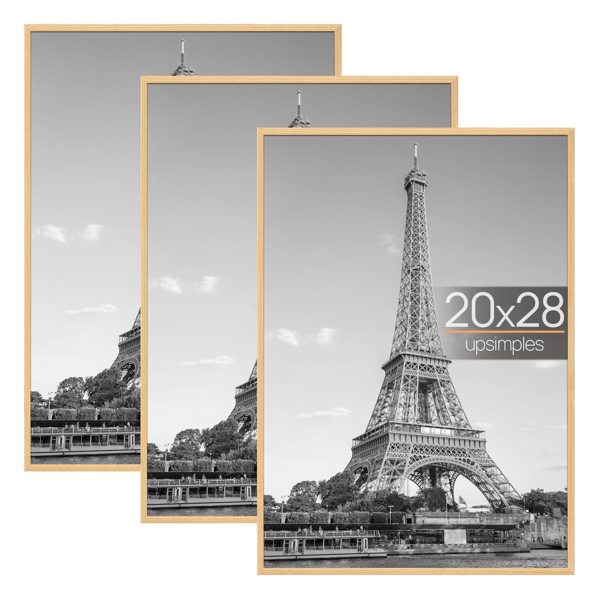 upsimples Lot de 3 Cadre 50x70 cm, Cadre Photo 50x70 Bois, pour Galerie de Photos, Bande D'insertion, Montage Mural Horizontal ou Vertical