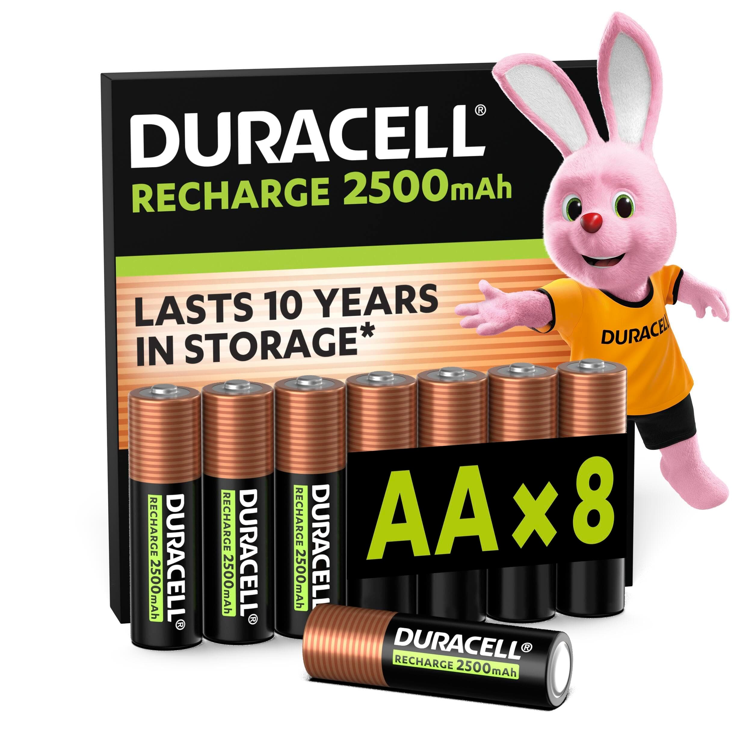 Duracell Batterie Ricaricabili AA (confezione da 8), 2500 mAh NiMH, pre-caricate, le nostre batterie n.1 per lunga durata