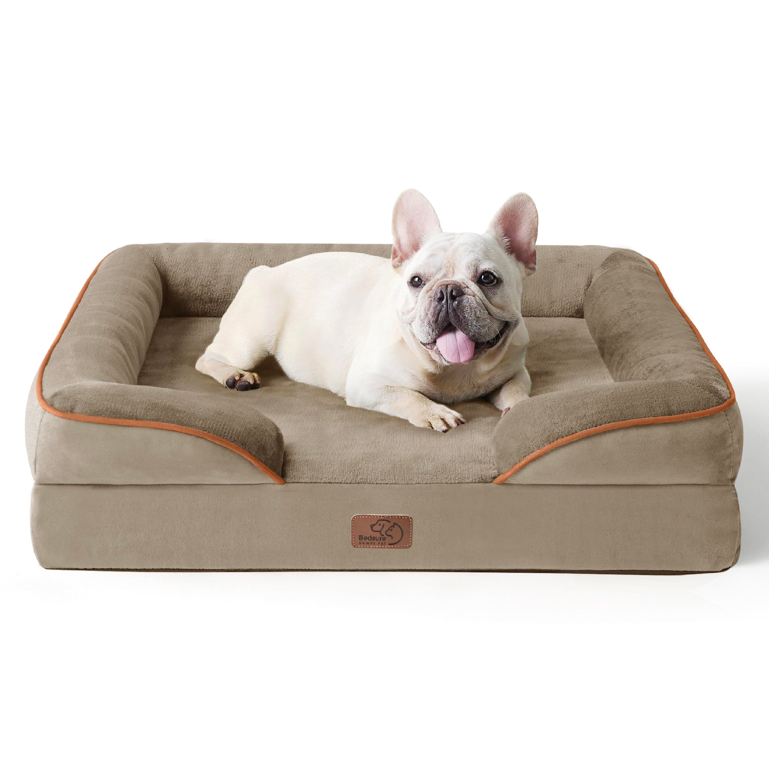 BEDSURE orthopädisches Hundebett Ergonomisches Hundesofa - 71x58 cm Hundecouch mit eierförmiger Kistenschaum für kleine Hunde, waschbar rutschfest Hundebetten, haselnussbraun