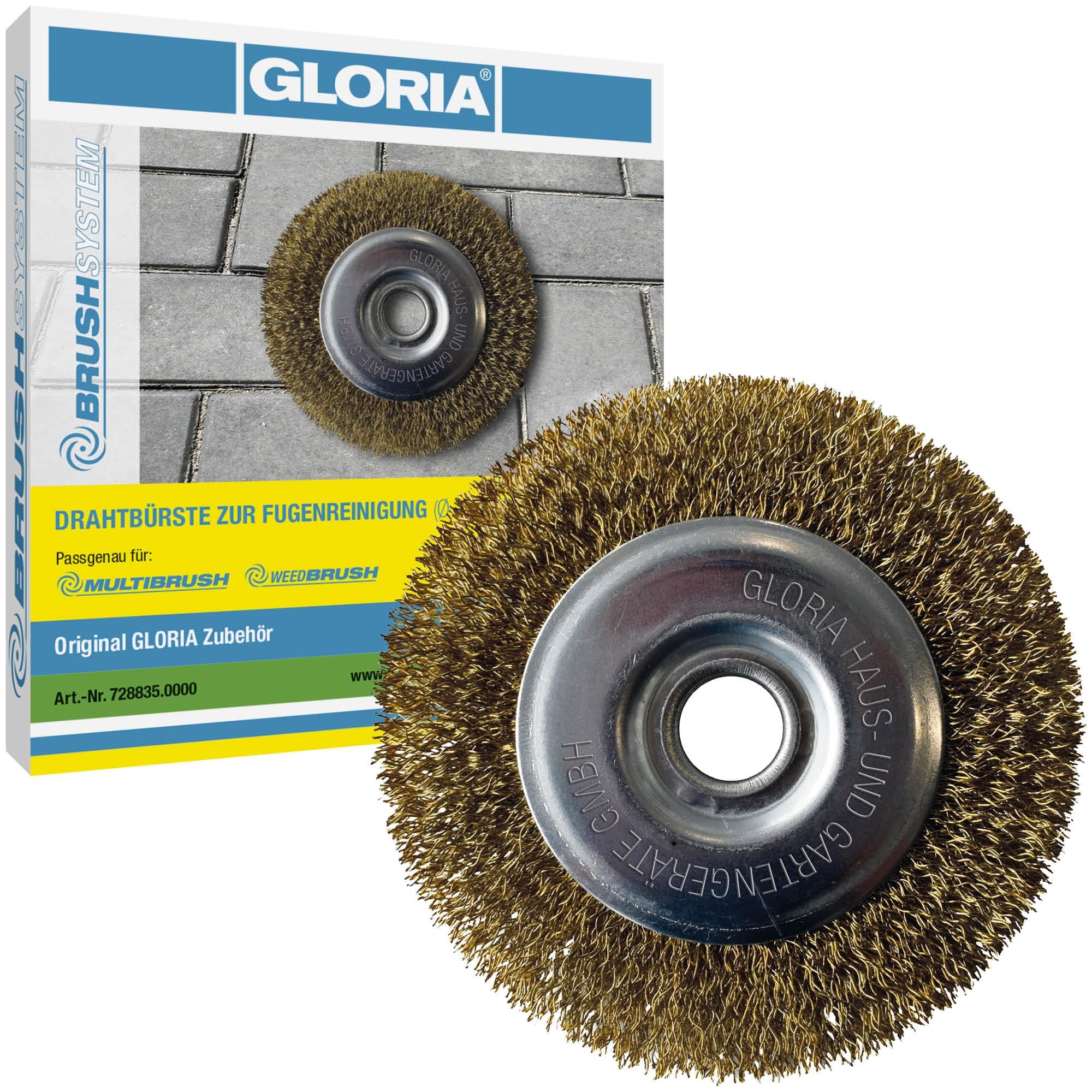 GLORIA Fugenbürste aus Stahldraht | Original Ersatzbürste für MultiBrush & WeedBrush | Drahtbürste zur Fugenreinigung & Unkrautentfernung | Kompatibel mit GLORIA Fugenreiniger | Ø 11 cm