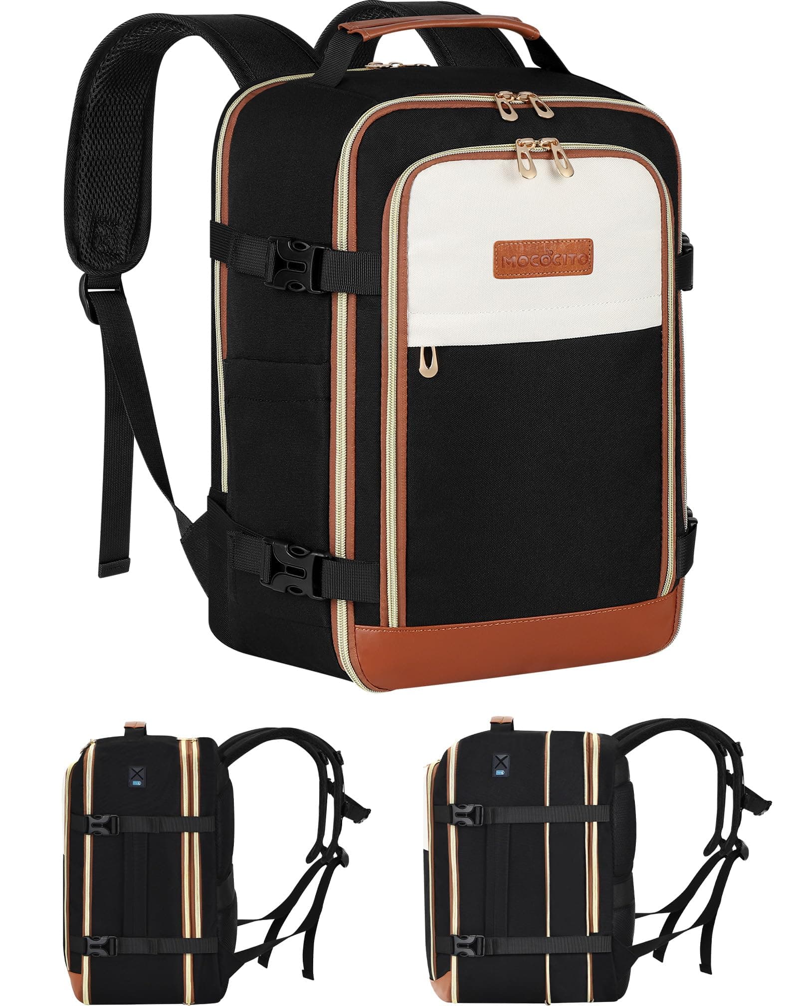 MOCOCITO Bagages Cabine 40x30x20+5cm Pour Voyage Avion Sac à Dos Ryanair Homme Femme 20L Capacité Petit Bagage à Main Sous Siège, Sac Ordinateur Portable 15.6" Pour Vueling, WizzAir, Transavia