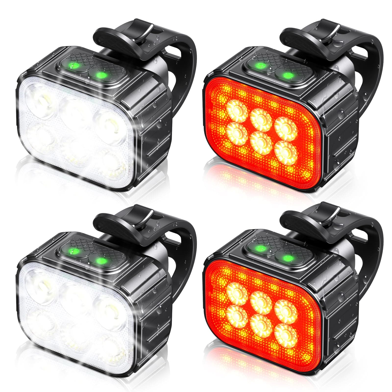 CIRYCASE Luz Bicicleta Traje Ultrabrillante, Luces Bicicleta Delantera y Trasera USB Recargable con Haz de Foco & Inundación, Luces Bicicletas Impermeables IP65 para Niños Montar Noche [8+12 Modos]