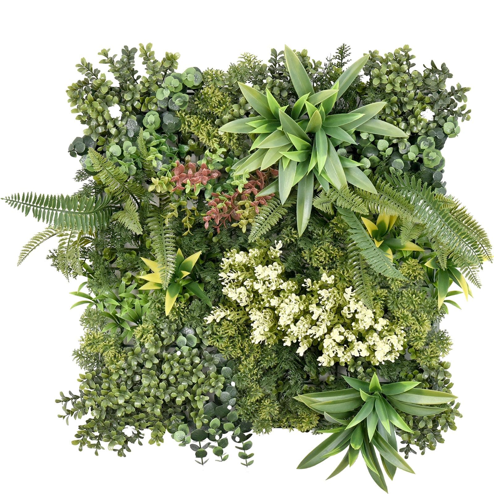 Floordirekt Pflanzenwand 50 x 50 cm - Kunstpflanzen zur Wandmontage - Wandgarten - Künstliche Pflanzen Deko für Wand, Balkon & Garten (Rhea Typ B)