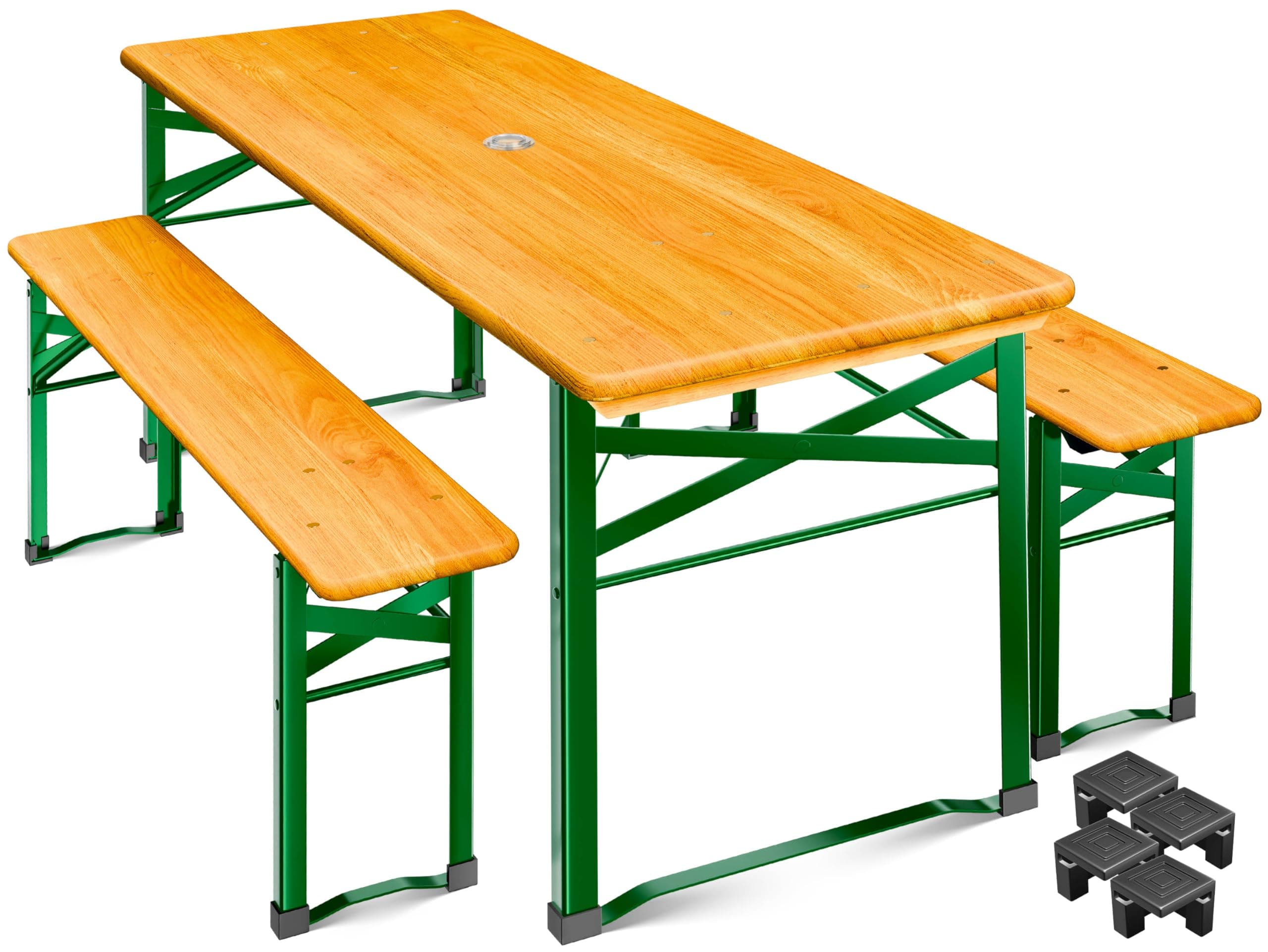 KESSER® Ensemble Table et bancs de Brasserie Set de Meubles de Jardin 3 pièces | Pliable 170 x 46 x 75 cm | 2X bancs de Brasserie 1x Table de Brasserie | Haute