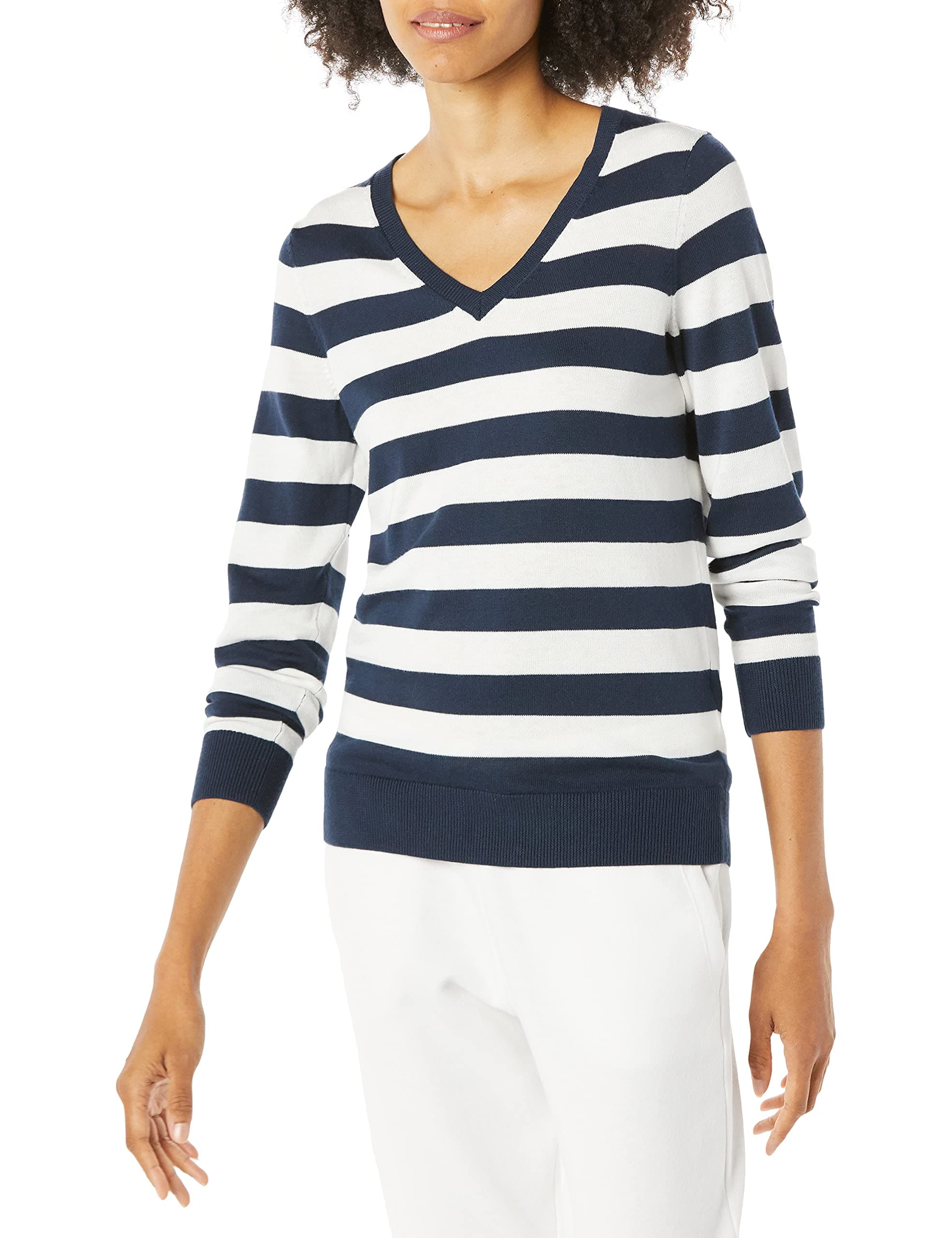 Amazon Essentials Donna Maglione Leggero a Maniche Lunghe con Scollo a V, vestibilità Classica (Disponibile in Taglie Forti)