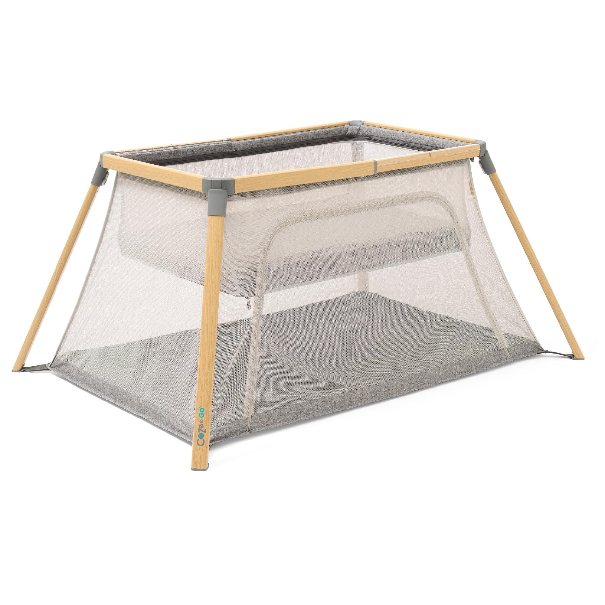 Tutti Bambini CoZee® Go Cuna de Viaje Bebe 3 en 1 – Moisés, Corralito y Parque Infantil Bebe Plegable con Colchón | 0-3 Años | Roble y Carbón