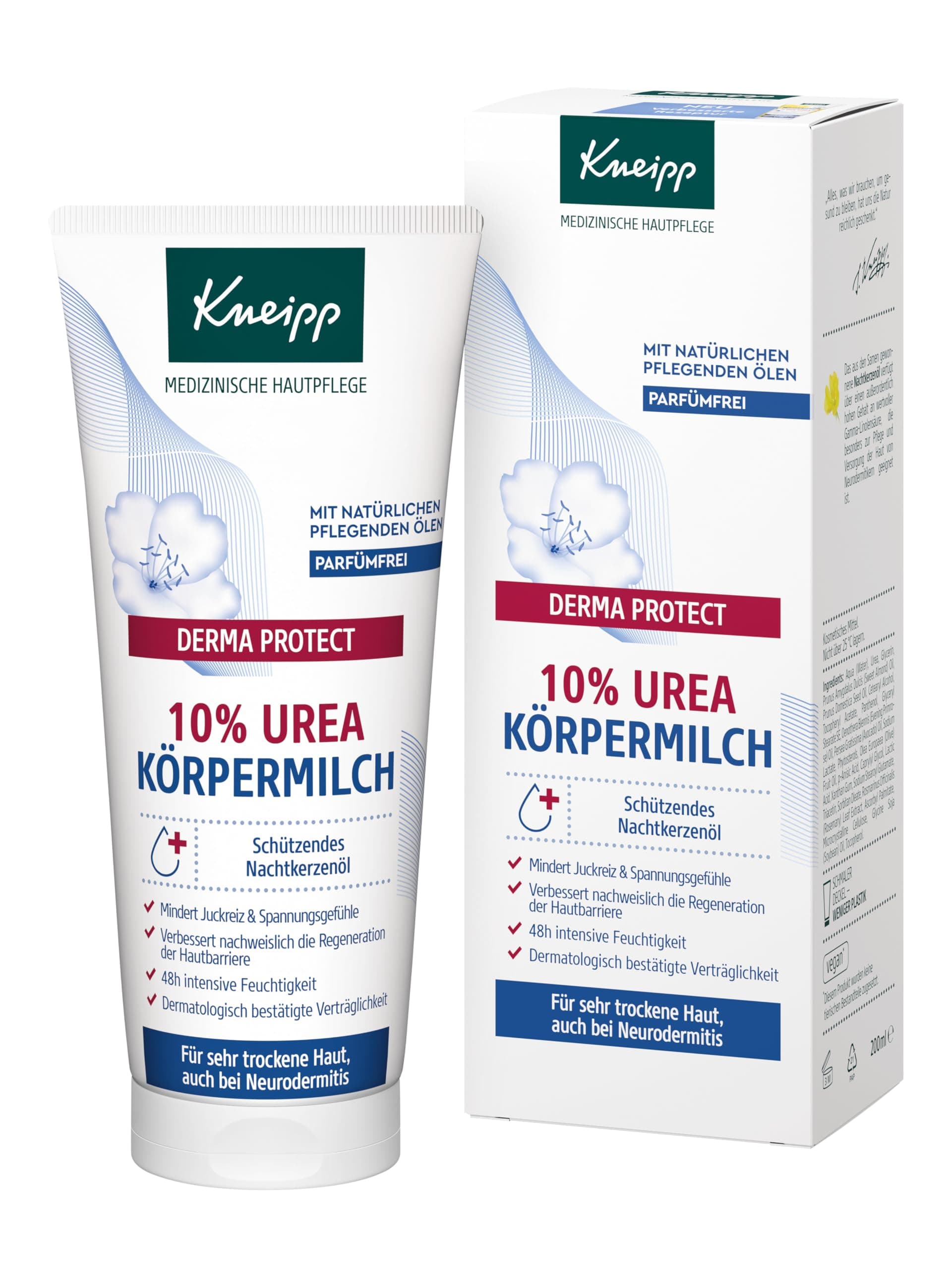 Kneipp DERMA PROTECT 10% UREA Körpermilch parfümfrei - Medizinische Hautpflege - Für sehr trockene Haut, auch bei Neurodermitis - 200ml