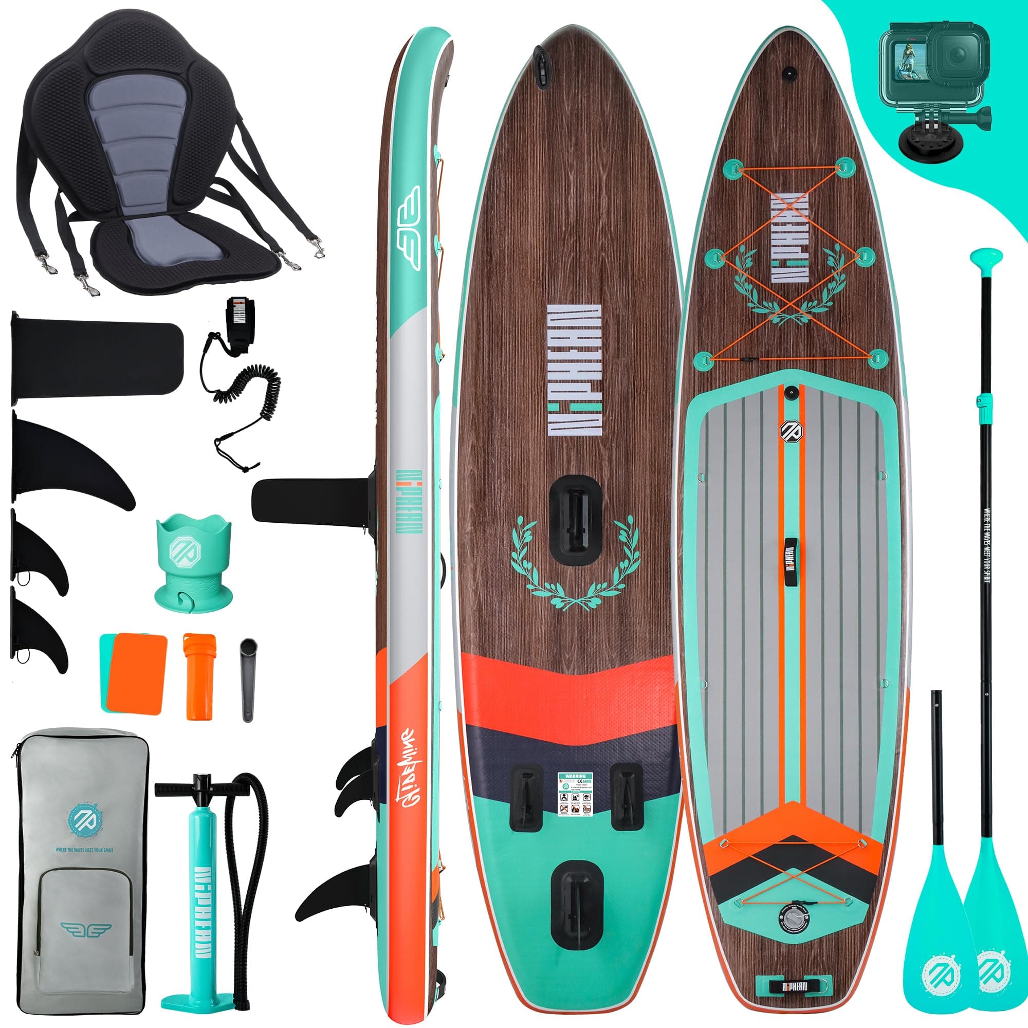 Niphean (Extra Grande) Tabla Paddle Surf Hinchable para 2+1 Personas/Familia, Paddle Surf con (Apto para Principiantes) Aleta Equilibrada, Funda Waterproof, Sup Board para Adultos, Regalo