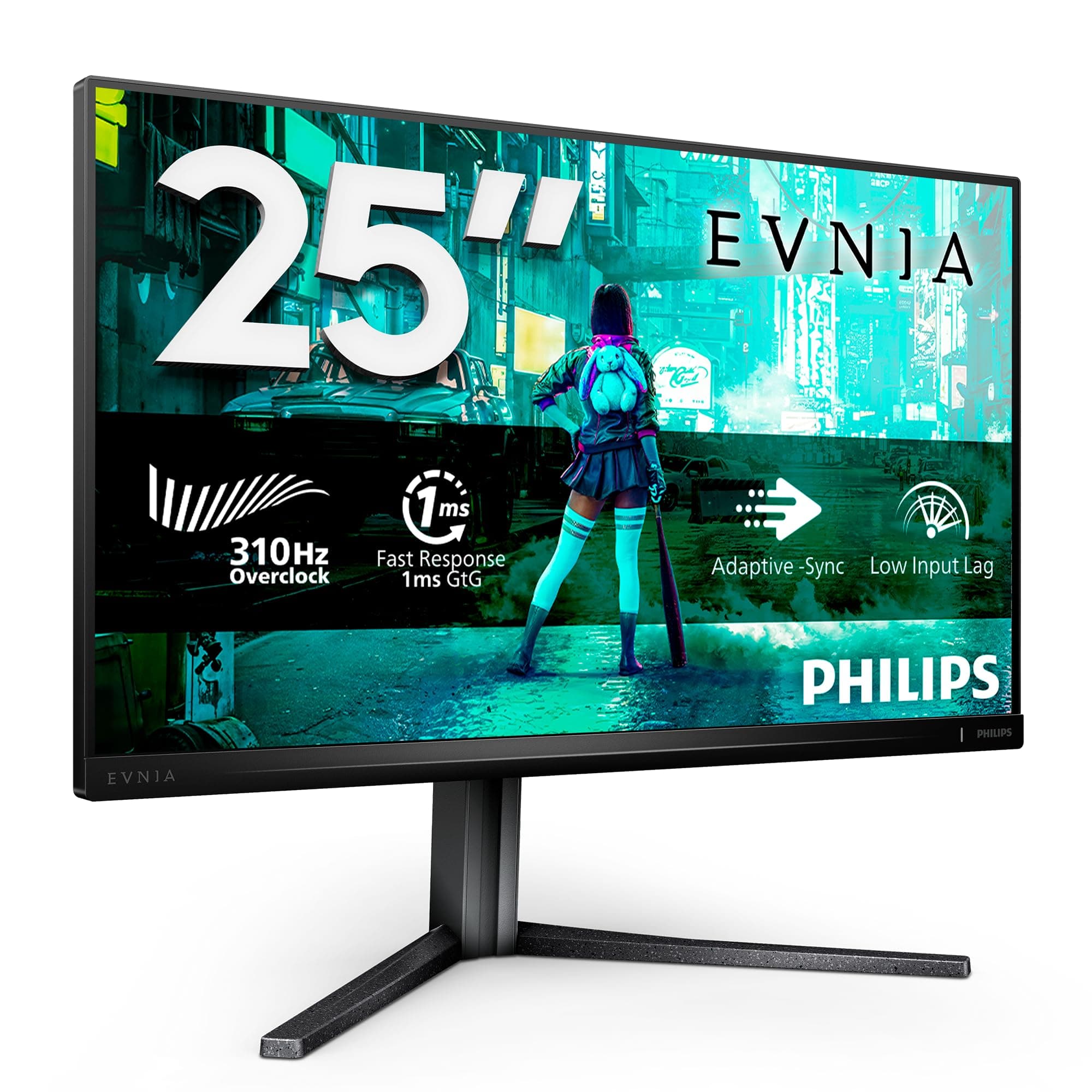 Philips Gaming Monitor 25M2N3200U 24.5 pollici, , 1920x1080, FHD, 310Hz, Fast IPS Panel, 0.5ms MPRT, , Height Adjustment, (HDMI2x 2.0 DP 1x 1.4) Adaptive Sync, HDR400, G-Sync Compatible, Grigio Scuro