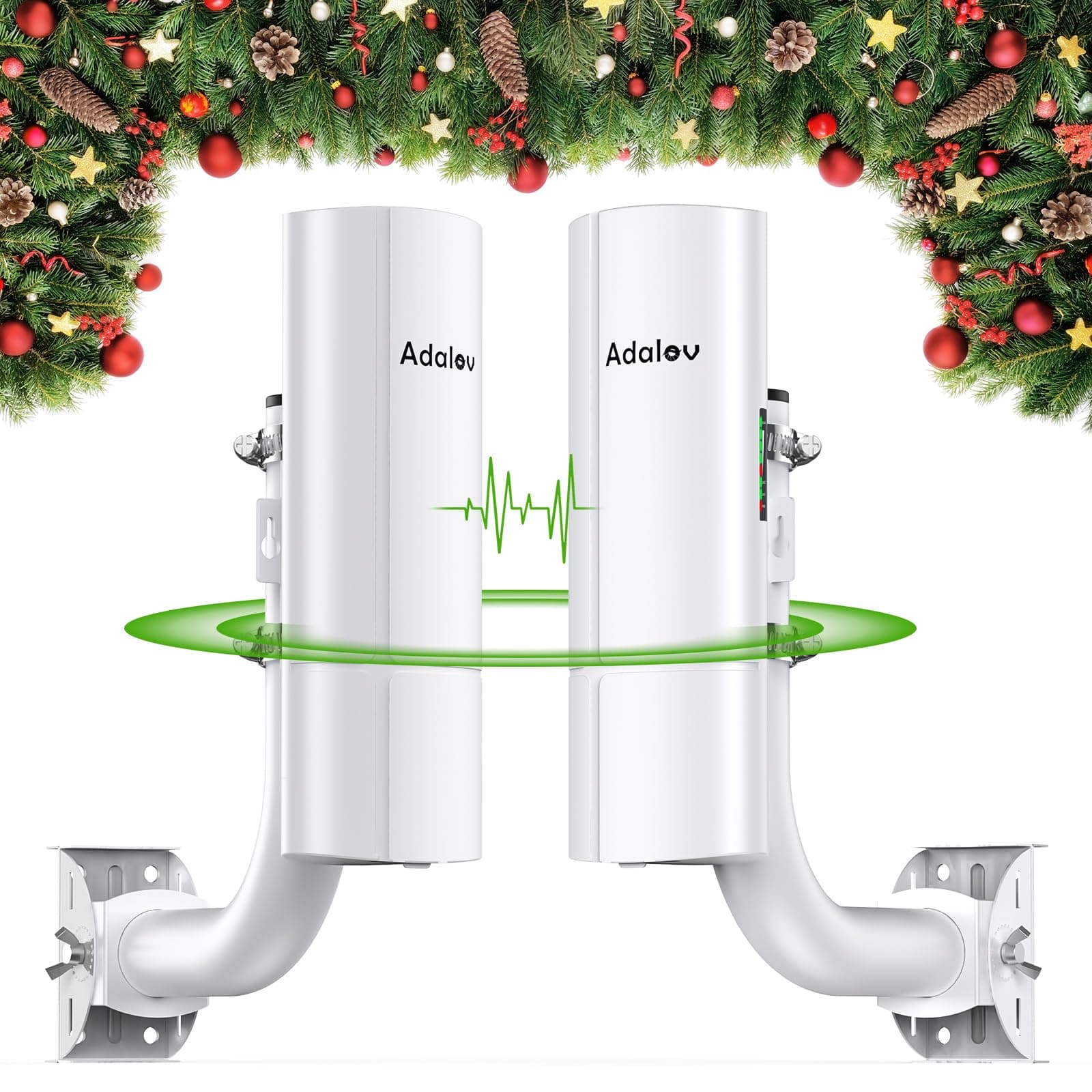 AdaLov CPE366 Gigabit Puente Inalámbrico para Exteriores con Soportes, 5.8G 3 km WiFi Bridge Outdoor,Red Punto a Punto para Cámara,Extensión de Red a Dependencias,Jardín,Garaje o Taller,Plug and Play