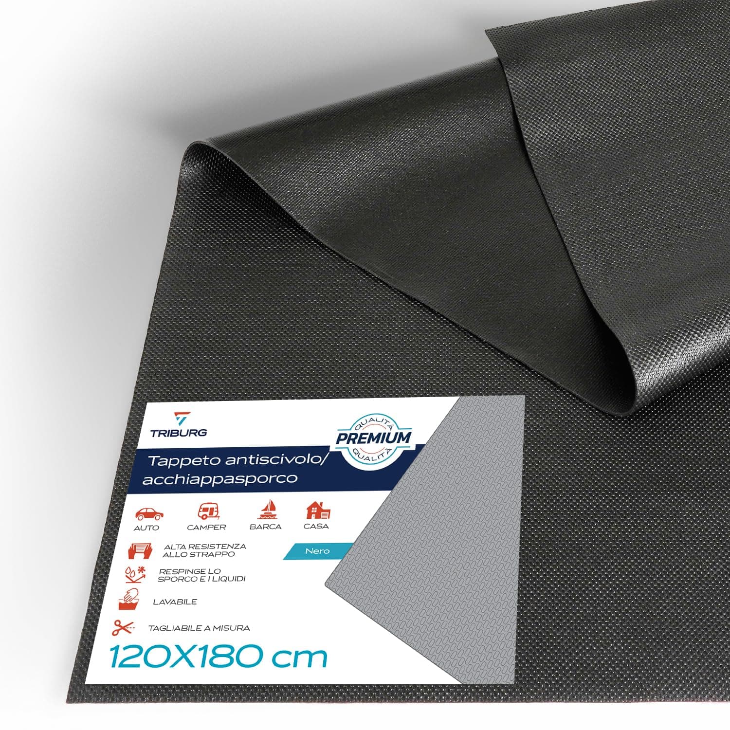 Tappetino universale antiscivolo, 120 x 180 cm, impermeabile e ritagliabile per bagagliaio e auto
